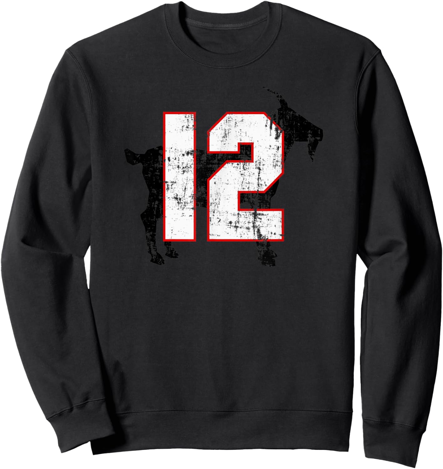 GOAT 12 Greatest (Player) Of All Time Football Distressed Sweatshirt - Sweatshirt | Black