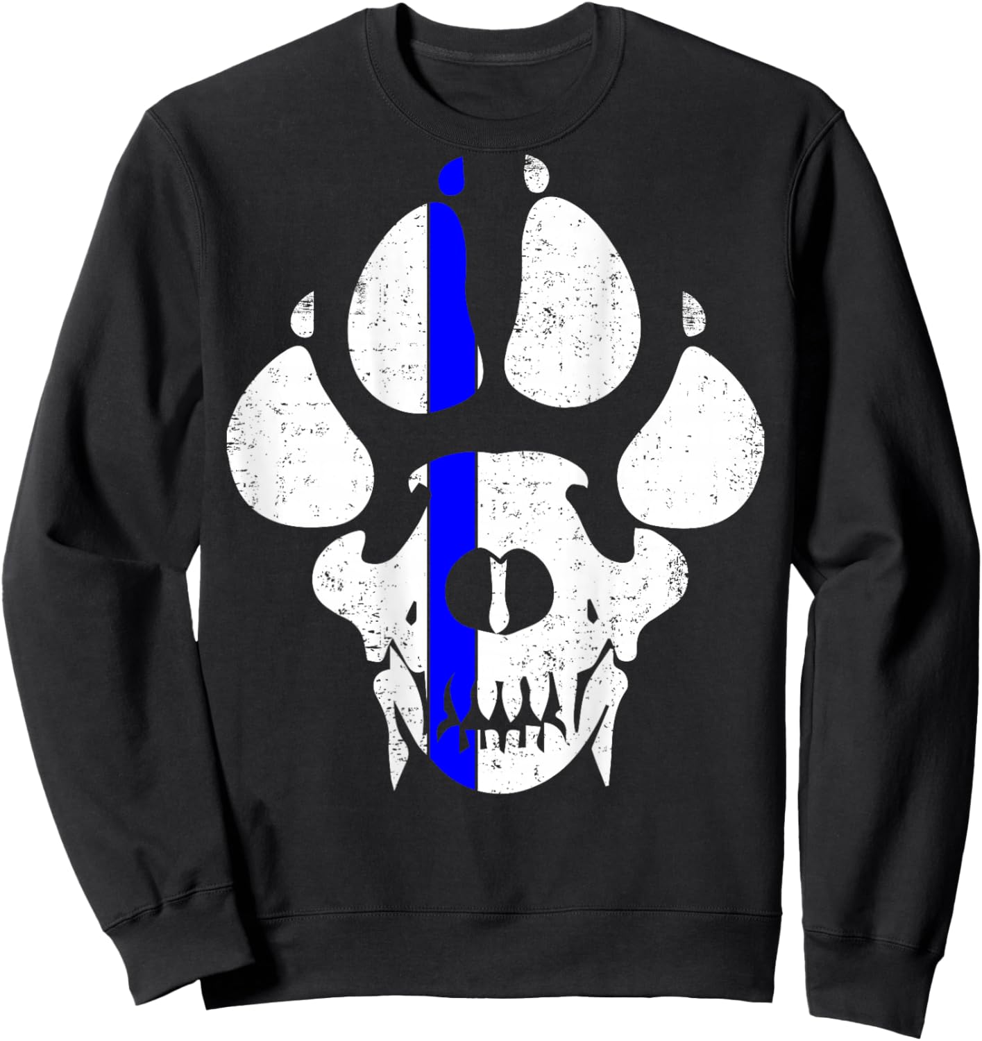 K9 Police Officer Police Dog Paw Skull Law Enforcement Sweatshirt - Sweatshirt | Black