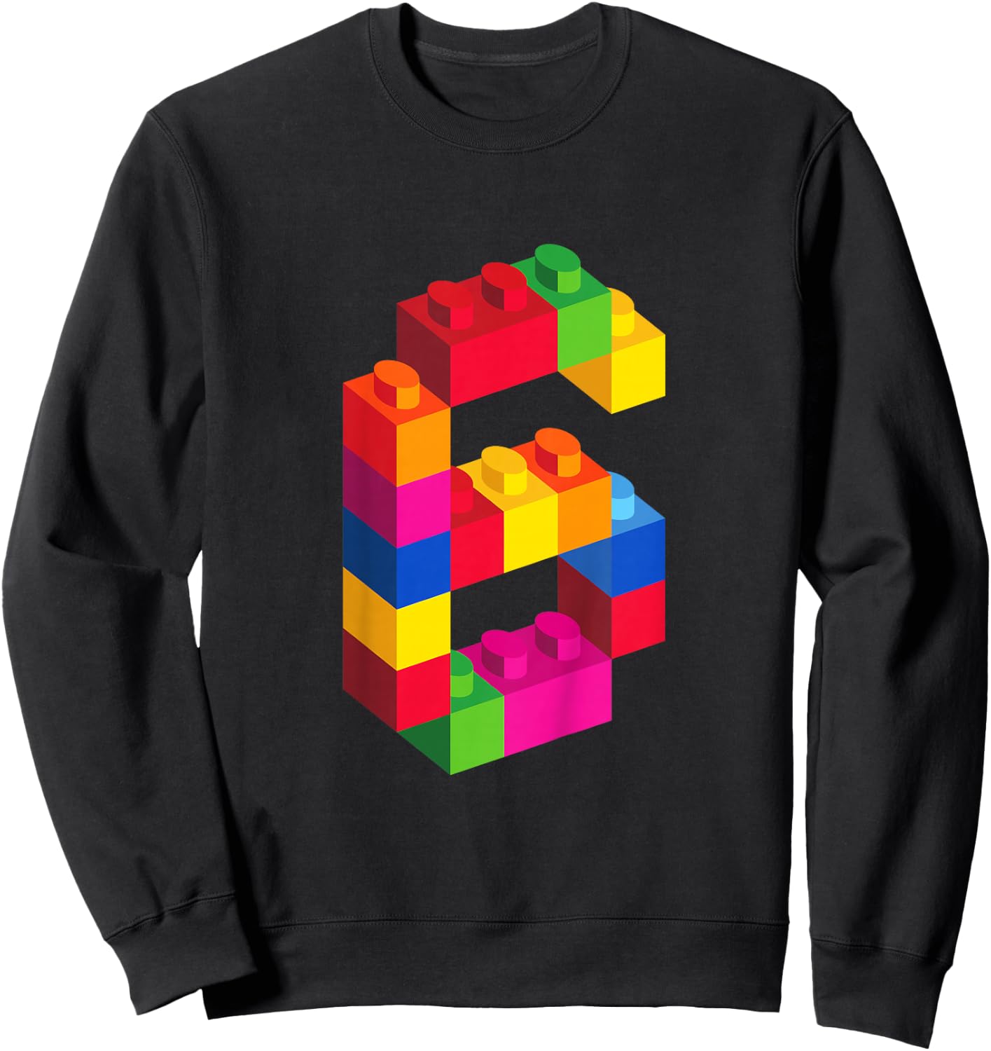 6 Year Old Building Blocks Birthday Bricks 6th Gift Sweatshirt - Sweatshirt | Black