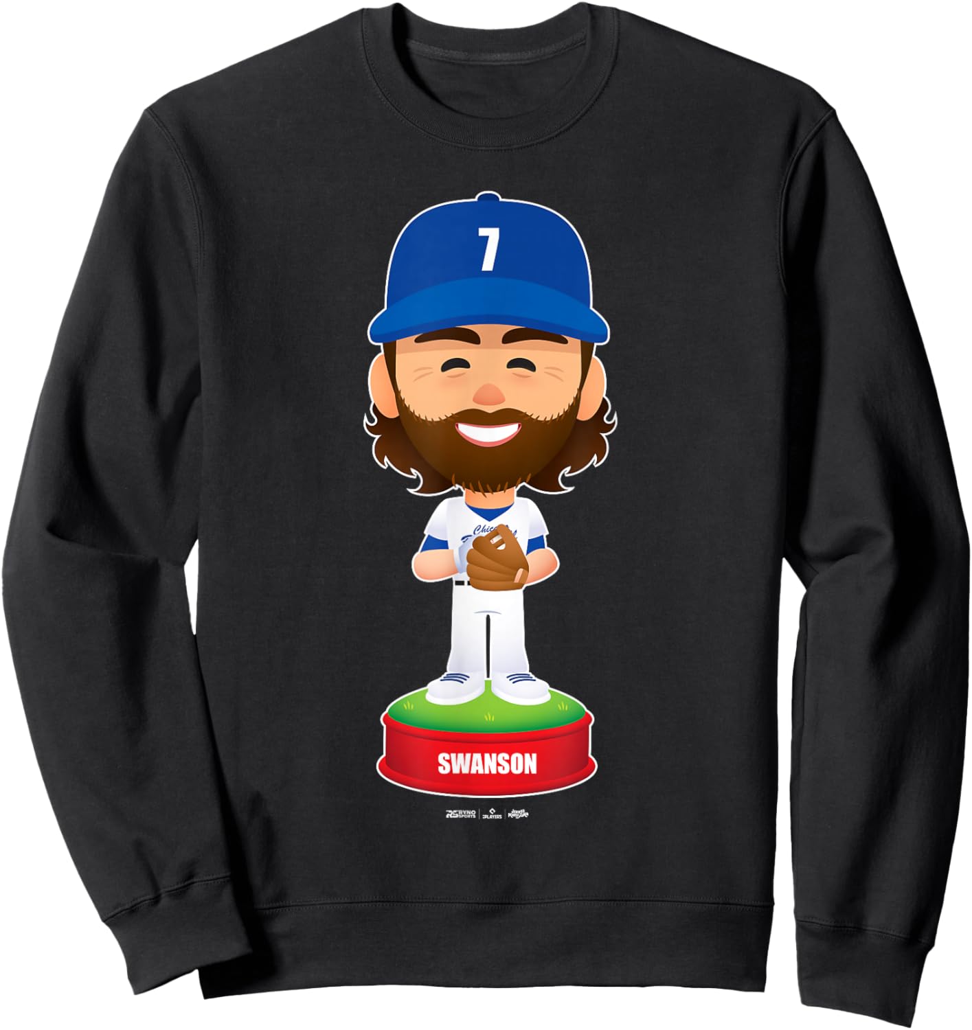Dansby Swanson Chicago Baseball Bobblehead MLBPA Sweatshirt - Sweatshirt | Black