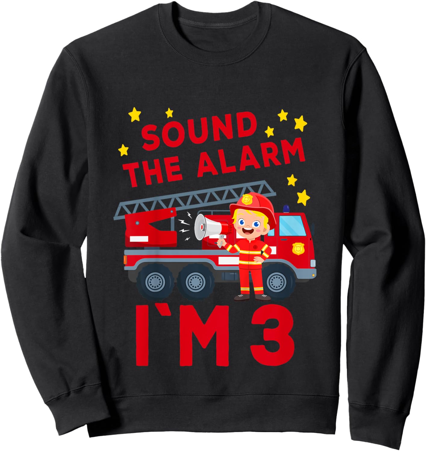 Kids Firefighter 3rd Birthday Fire Truck 3 birthday Sweatshirt - Sweatshirt | Black