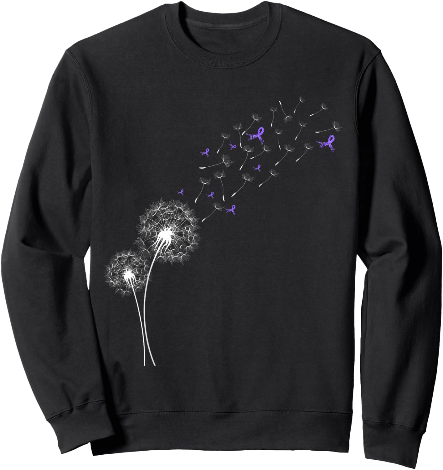 Dandelion Purple Ribbon Pancreatic Cancer Awareness Sweatshirt - Sweatshirt | Black