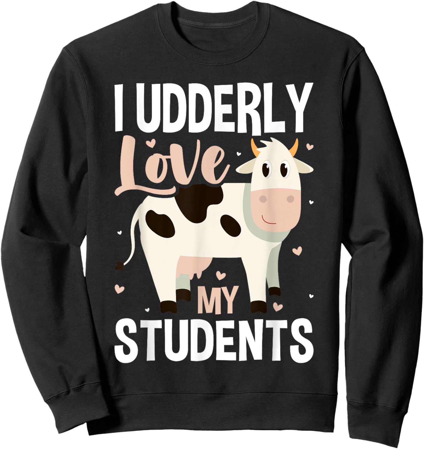 Cow Teacher Lover Women Girls Kids Sweatshirt - Sweatshirt | Black