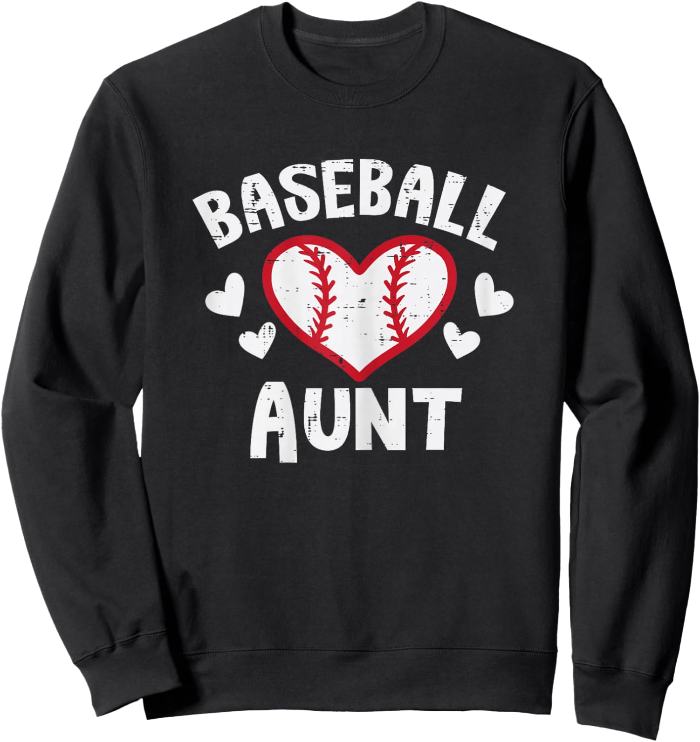 Baseball Aunt Heart Family Matching Aunty Auntie Women Sweatshirt - Sweatshirt | Black