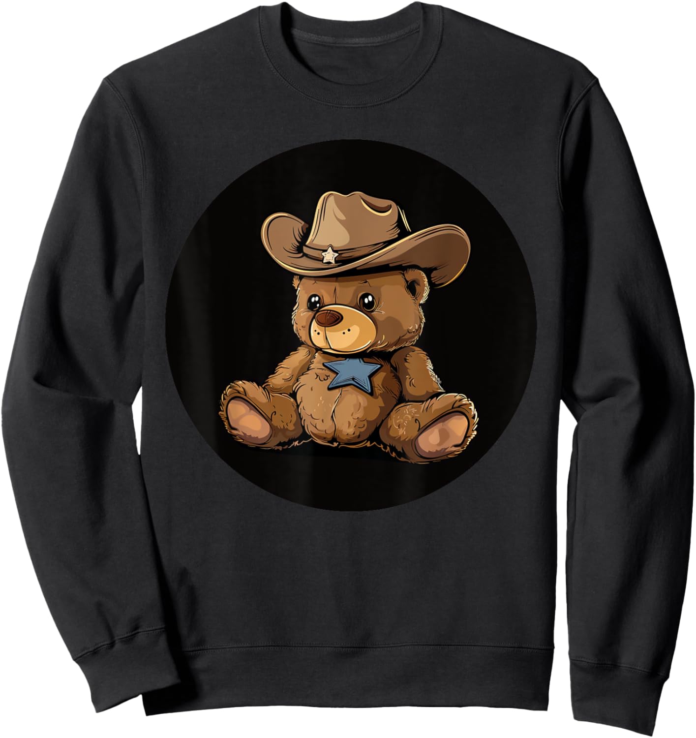 Funny Cowboy Teddy Bear with Sheriff's Star Costume Sweatshirt - Sweatshirt | Black