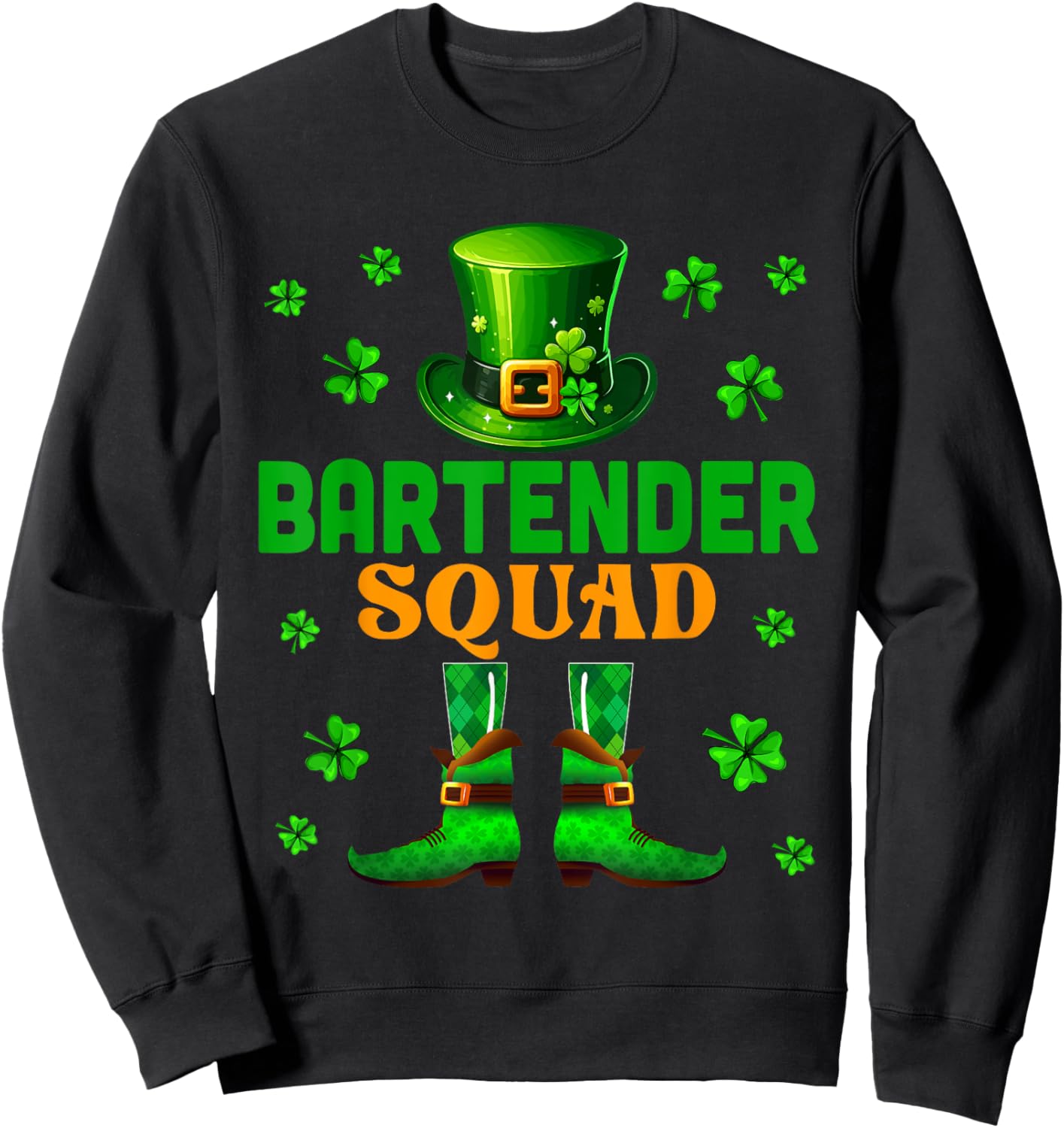 Bartender Squad St. Patrick's Day Costume Clovers Job Team Sweatshirt - Sweatshirt | Black