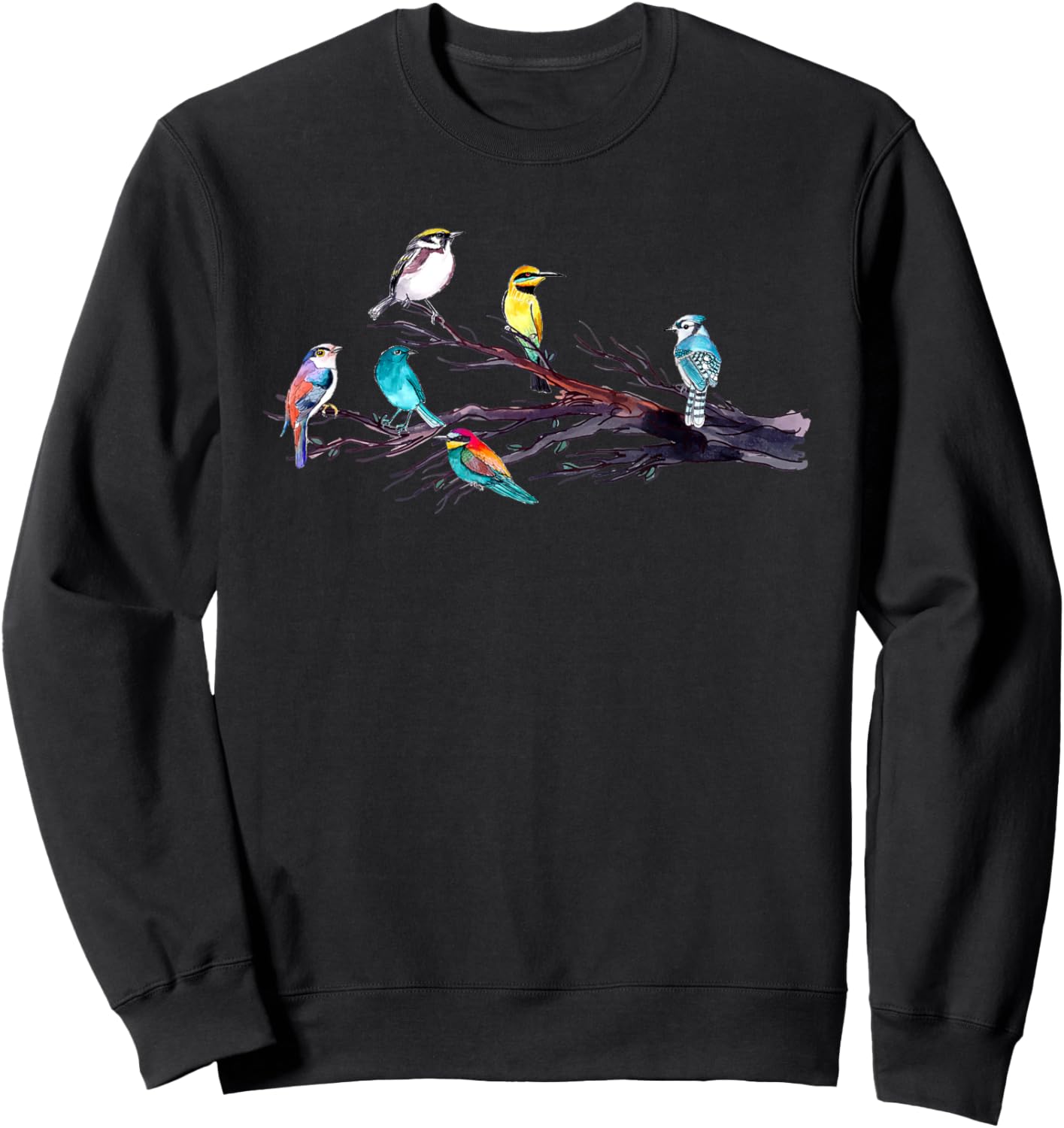 Bird Watching Birder Bird Lover Birds Perched On Tree Branch Sweatshirt - Sweatshirt | Black