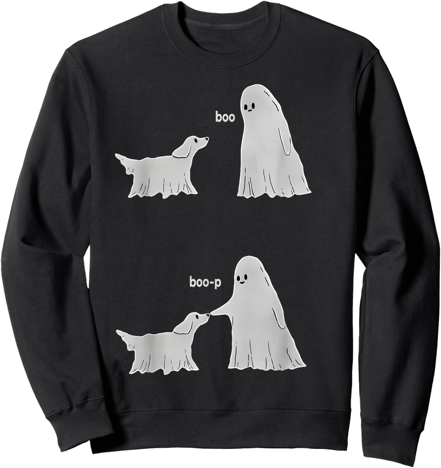 Boo Boop Ghost Pet Dog Halloween Cute Ghost Dog Lover Funny Sweatshirt - Sweatshirt | Black