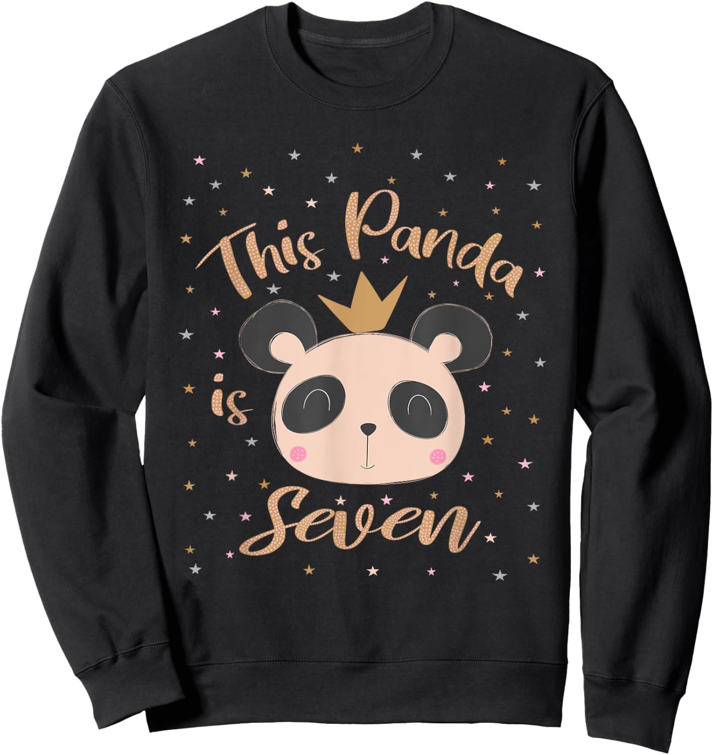 This Little Panda Is Seven Years Old 7th Girl Birthday Party Sweatshirt - Sweatshirt | Black