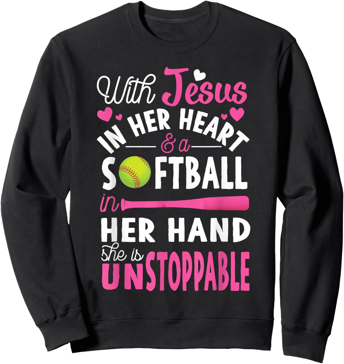 Jesus in Her Heart Softball Hand Funny Pitcher Gift Sweatshirt - Sweatshirt | Black