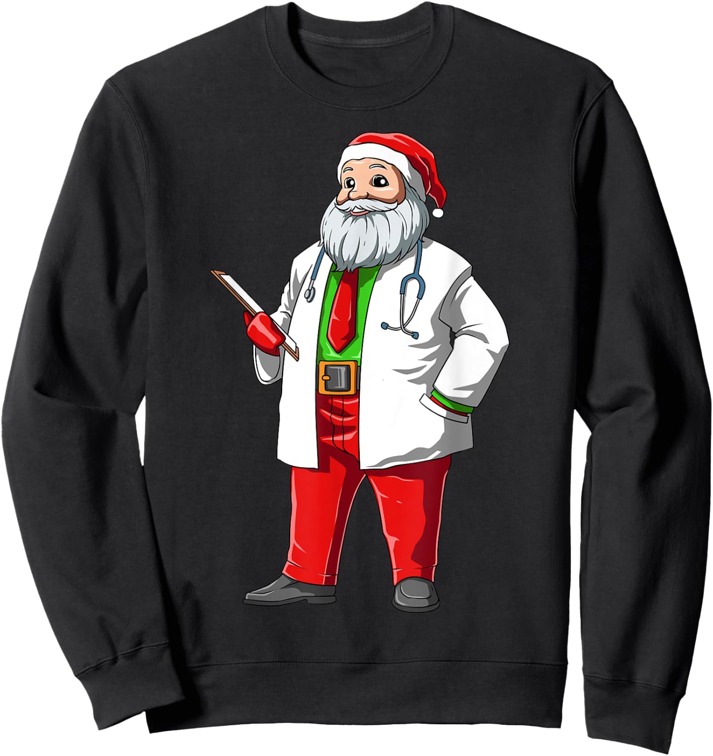 Nurse Christmas Santa Doctor Christmas Medical Santa Nursing Sweatshirt - Sweatshirt | Black