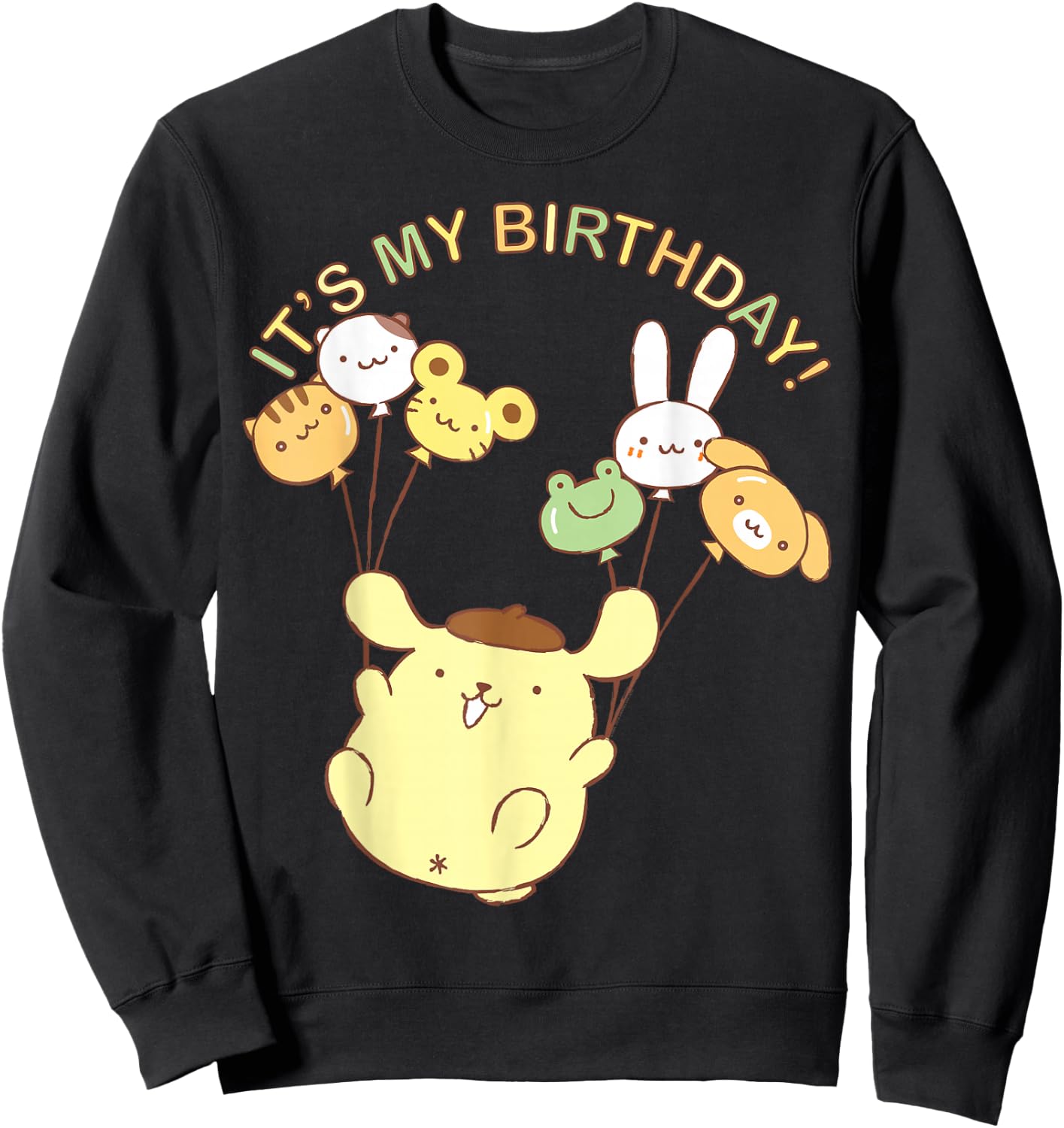 Pompompurin Its My Birthday Small Sweatshirt - Sweatshirt | Black