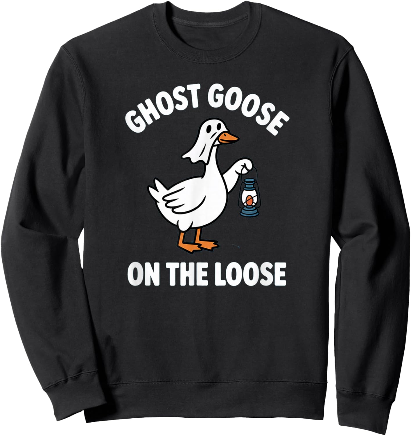 Funny Ghost Goose On The Loose Pun Halloween Lover Costume Sweatshirt - Sweatshirt | Black