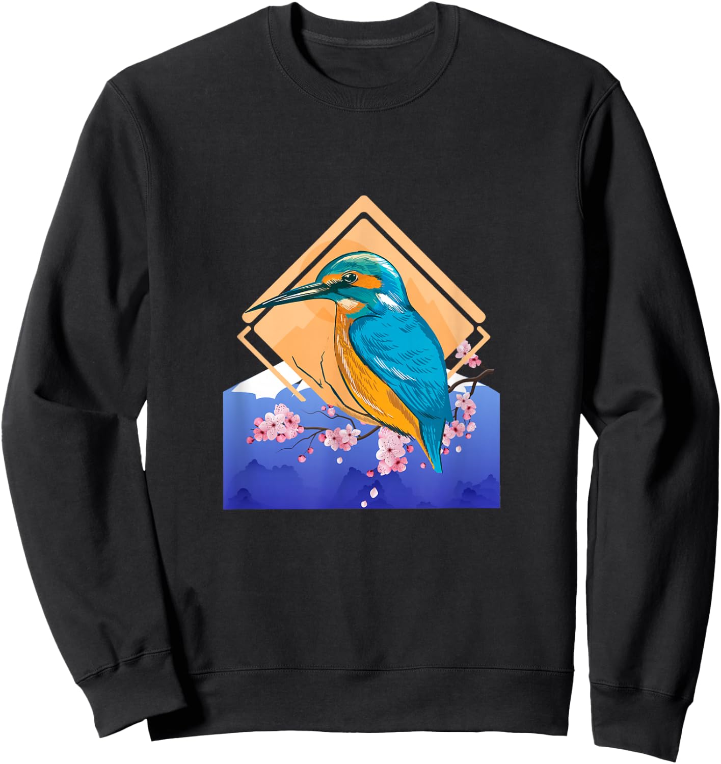 King Fisher Set Over Mountain in Spring Sweatshirt - Sweatshirt | Black