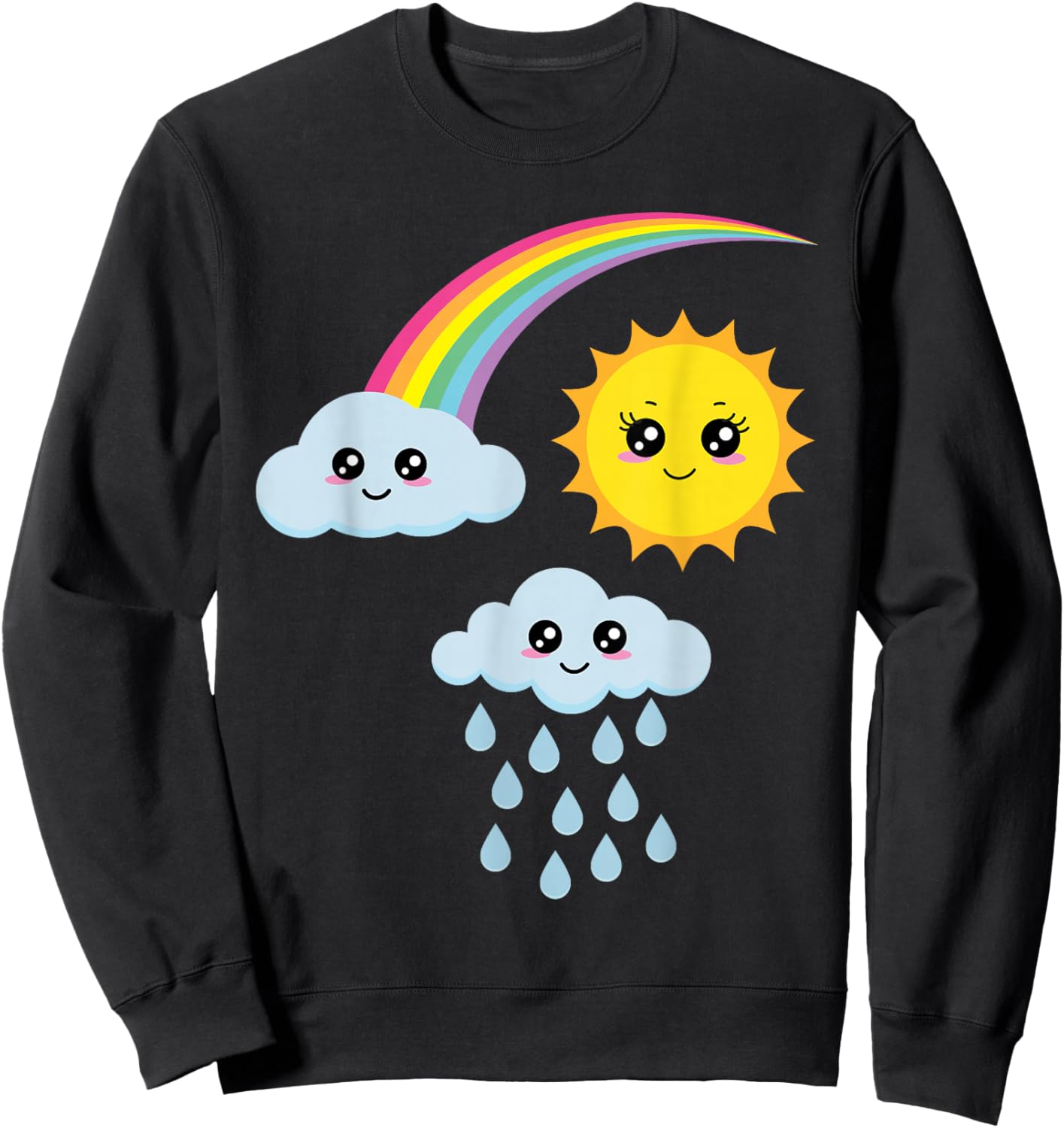 Kawaii Sonne Wolke Regenbogen Sweatshirt - Sweatshirt | Black