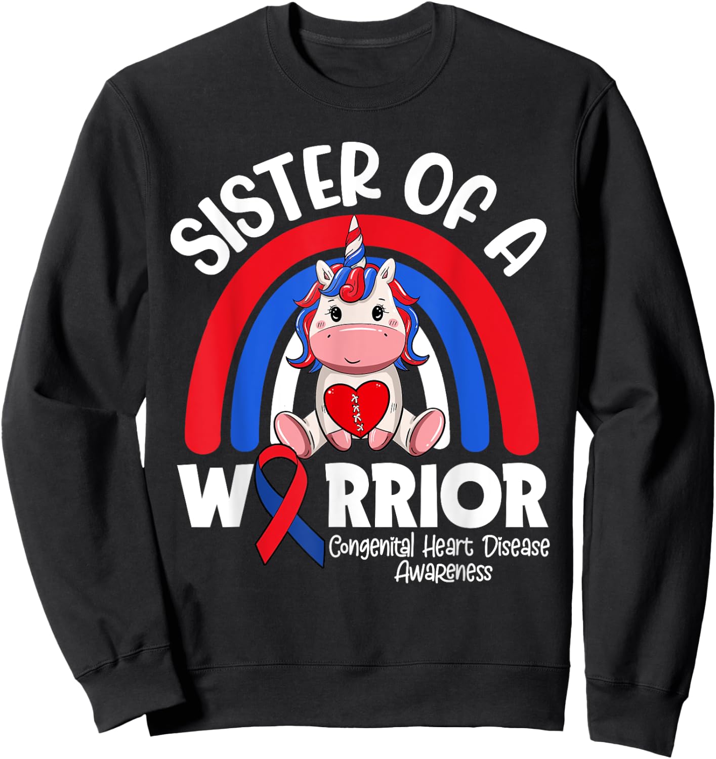 Sister Of A Heart Warrior CHD Awareness Week Clothing Gift Sweatshirt - Sweatshirt | Black