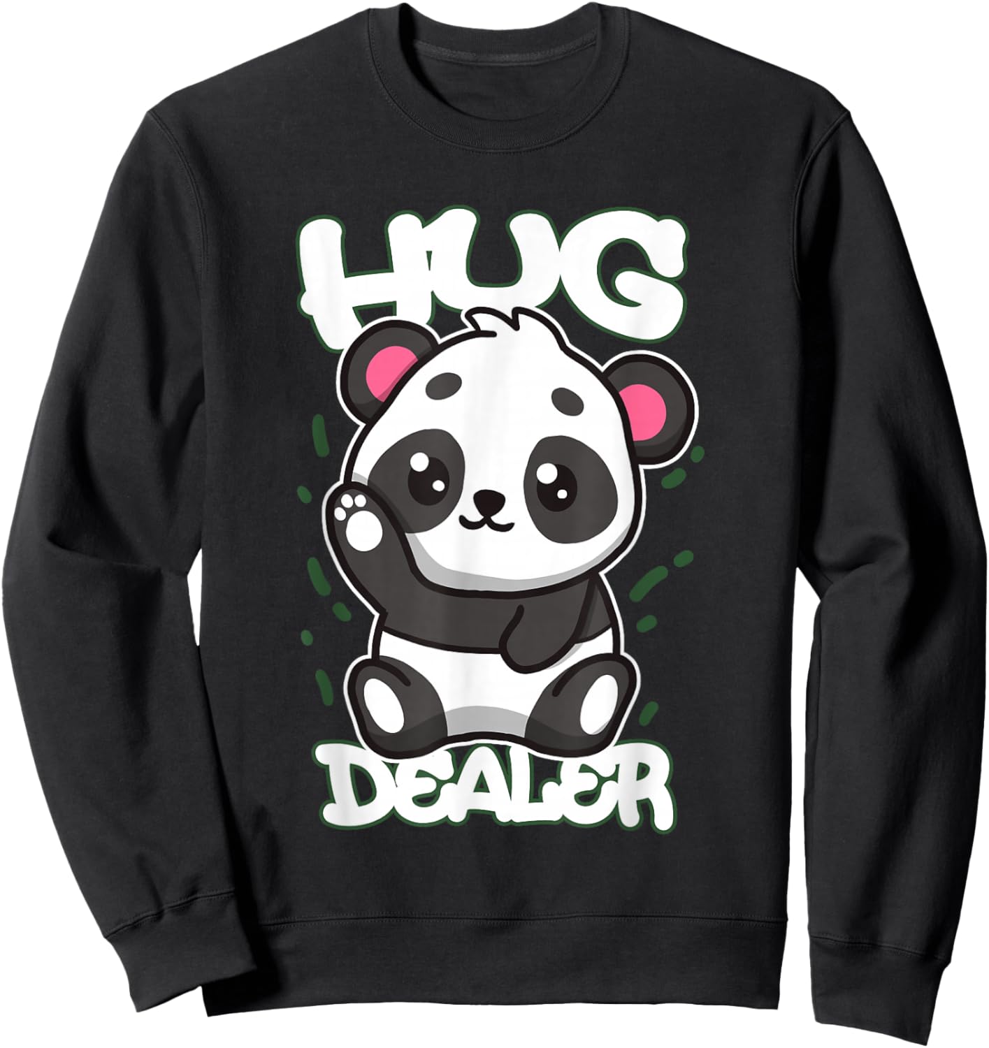 Hug Dealer Cute Panda Free Hugs Cuddly Panda Sweatshirt - Sweatshirt | Black