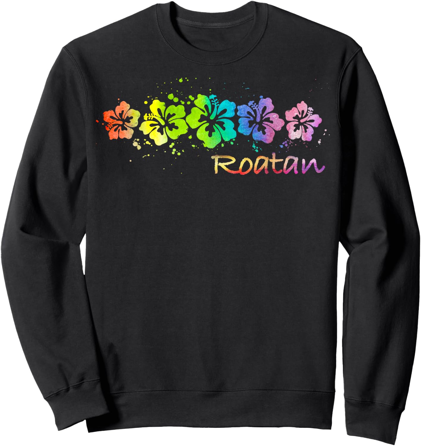 Roatan Watercolor Beach & Surf Women Girls Kids Sweatshirt - Sweatshirt | Black