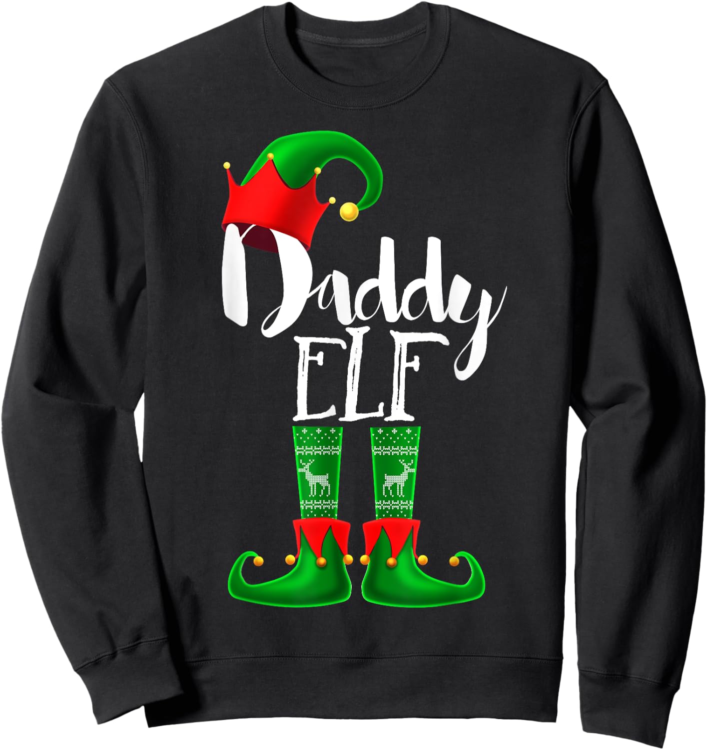 Daddy Elf Matching Family Christmas Pajama Shirt Gift Men Sweatshirt - Sweatshirt | Black