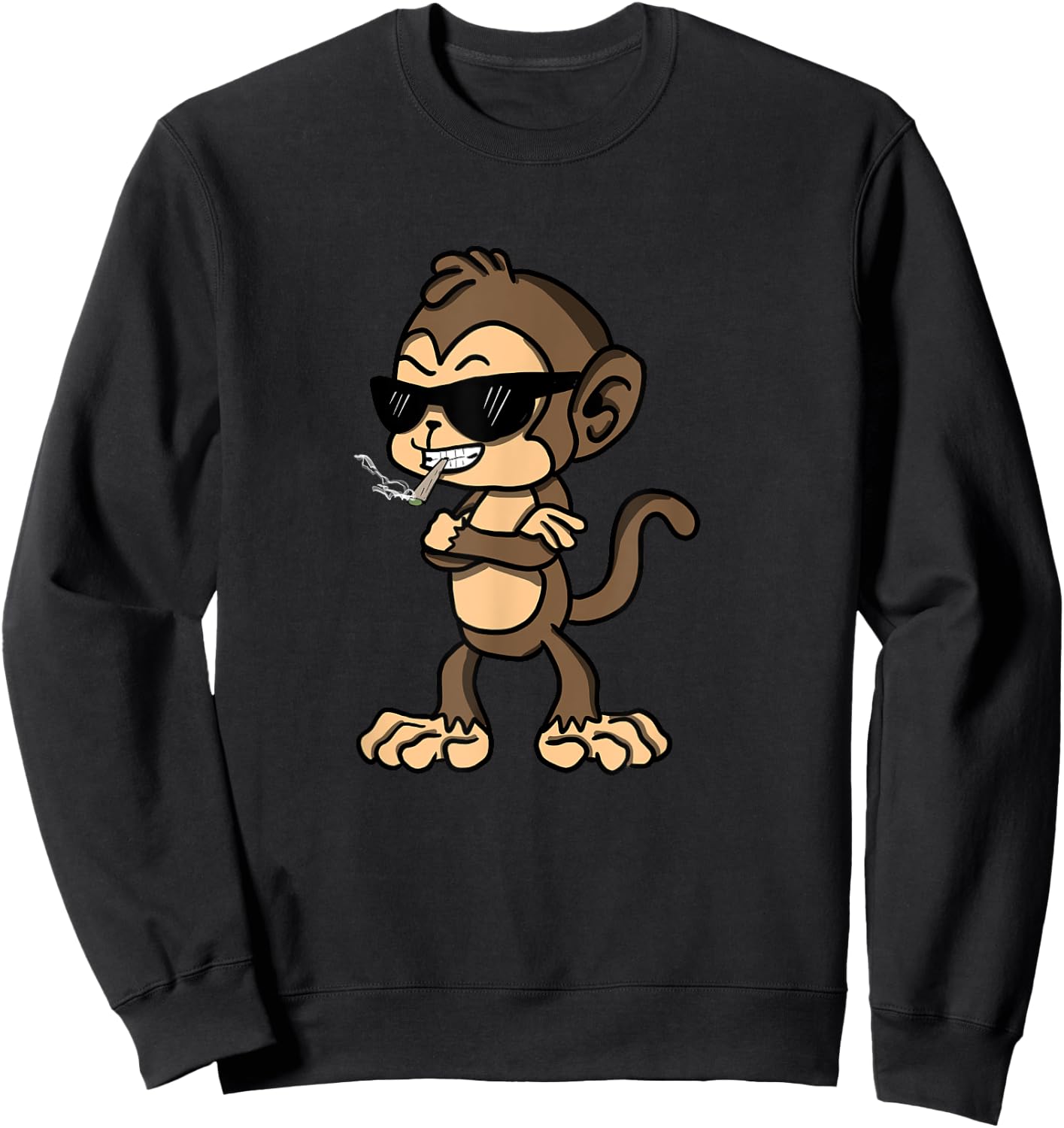 Funny Cartoon Monkey Smoking A Joint Sweatshirt - Sweatshirt | Black