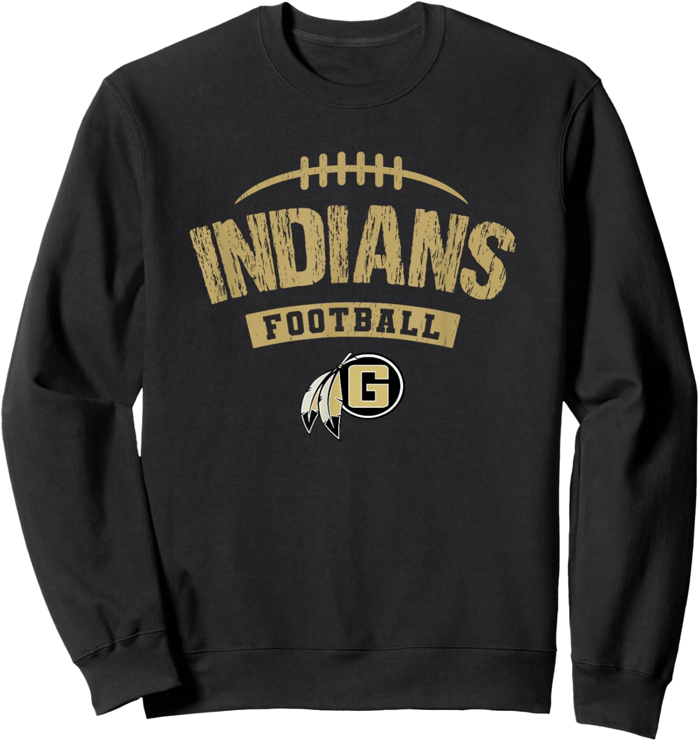 Gaffney Indians Logo Football Distressed HS Sweatshirt - Sweatshirt | Black
