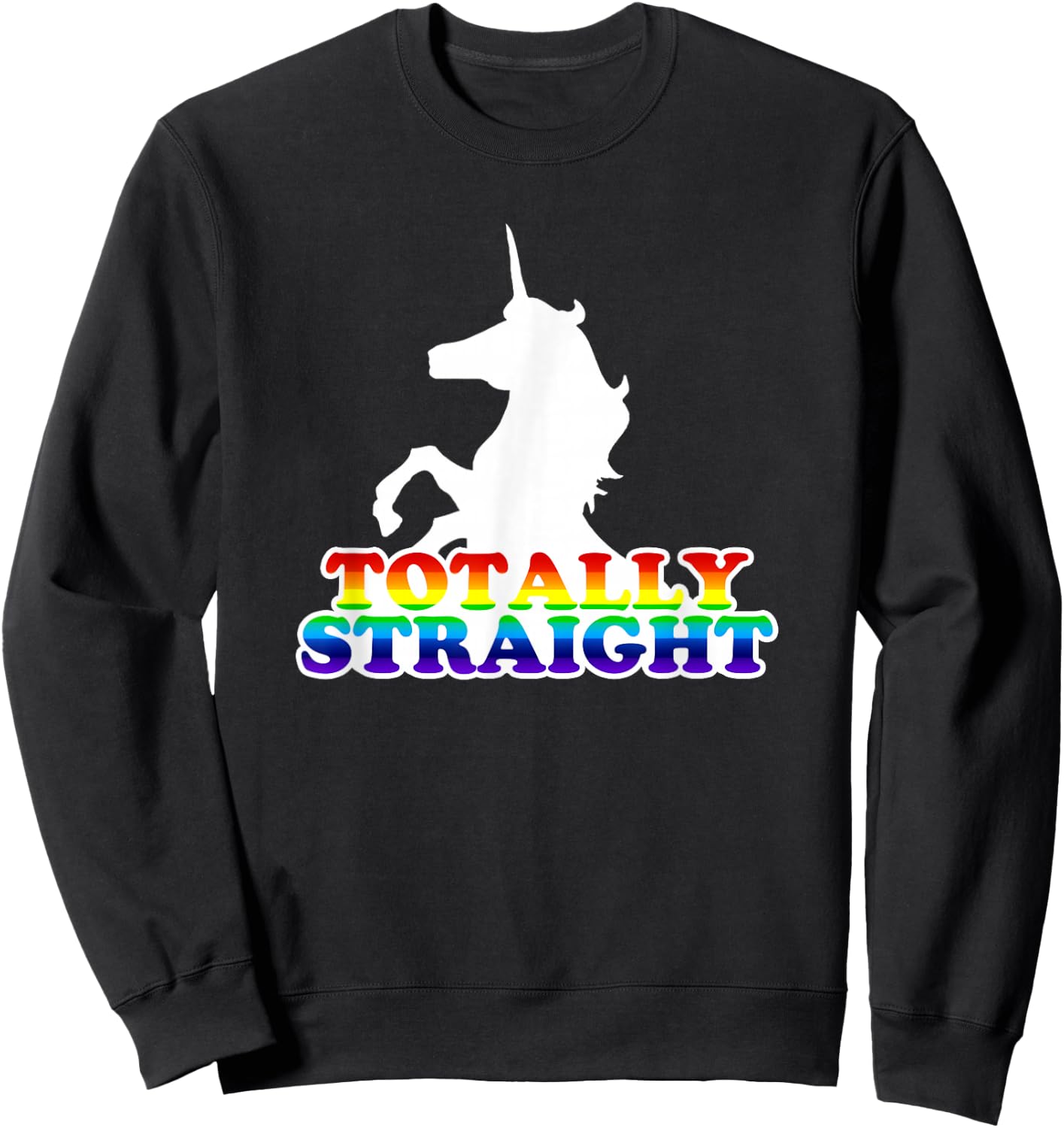 Wayward Totally Straight Unicorn - Women's Junior, Girls, Black, Short Sleeve, , Classic Fit, Cotton 65% Polyester 35%, Humorous/Ironic Design, Size Small Sweatshirt - Sweatshirt | Black