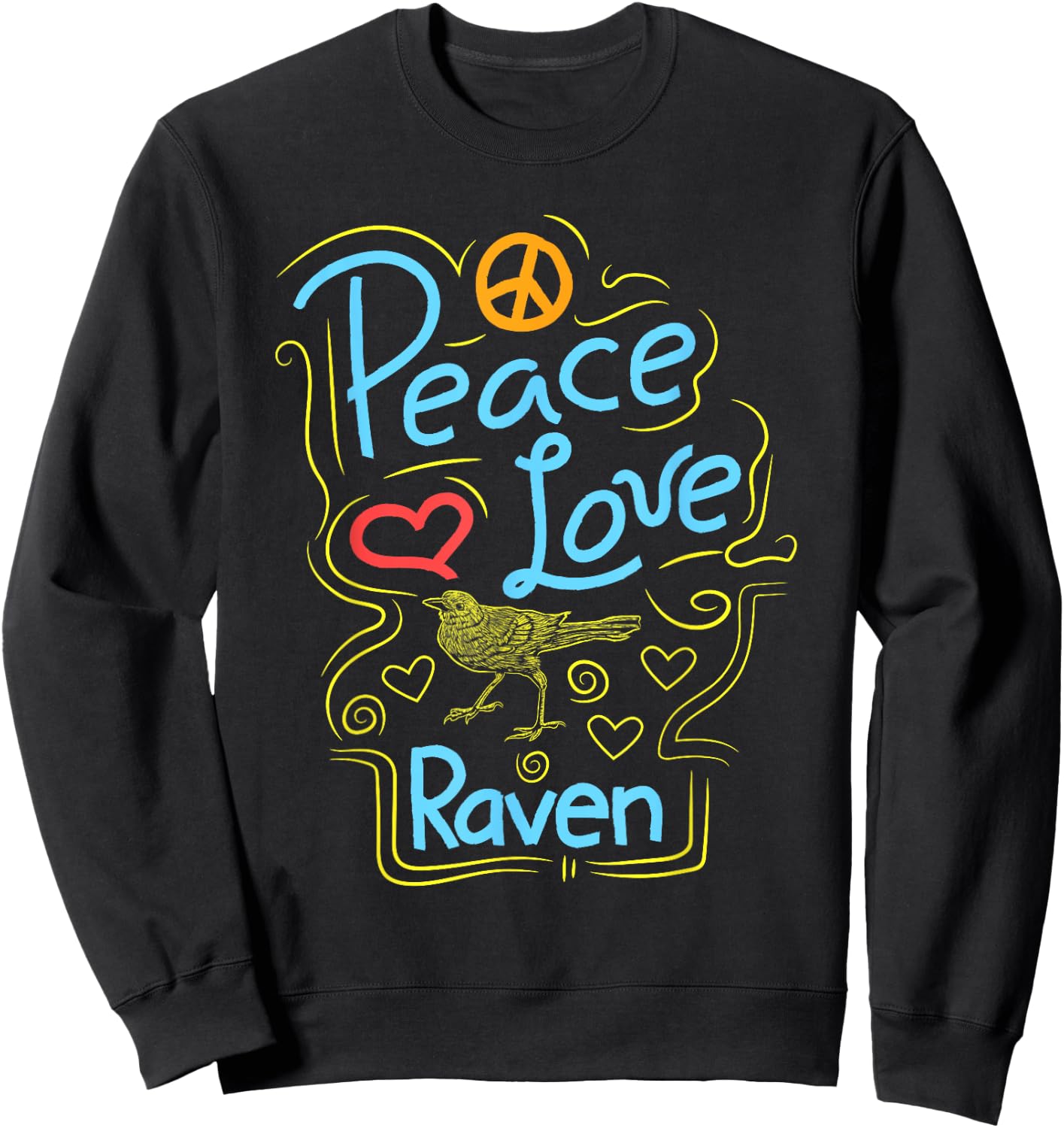 Peace Love Raven Clothes Crow Outfit Bird Lover Gift Raven Sweatshirt - Sweatshirt | Black