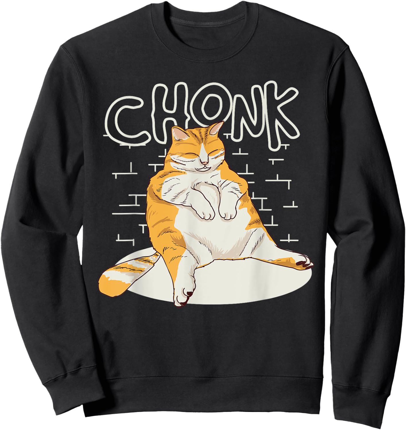 Fat Cat Chonk Scale Chonky Meme Chonker Cat Sweatshirt - Sweatshirt | Black