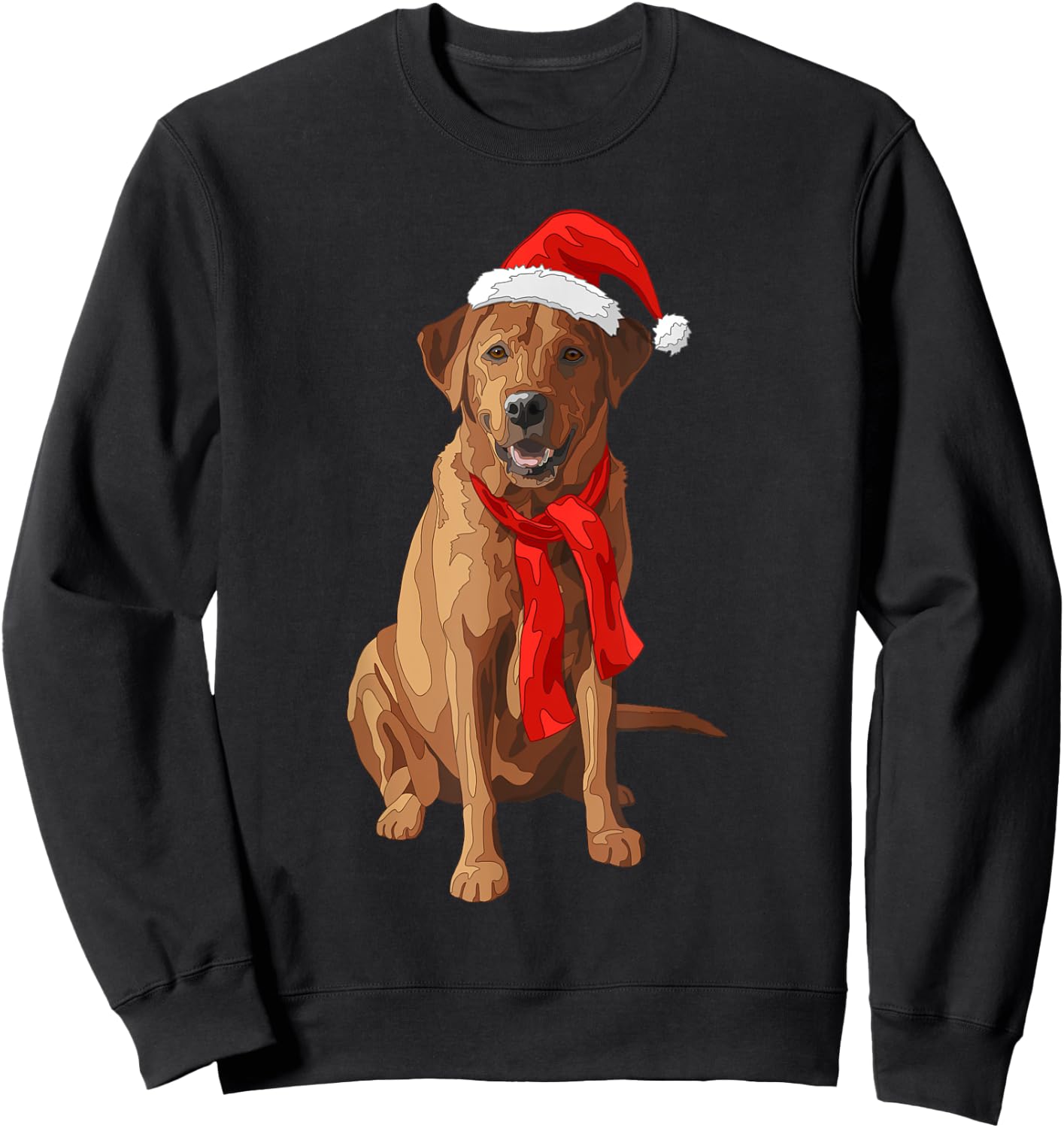 Red Labrador Retriever Dog Christmas Santa Hat Women Kids Sweatshirt - Sweatshirt | Black