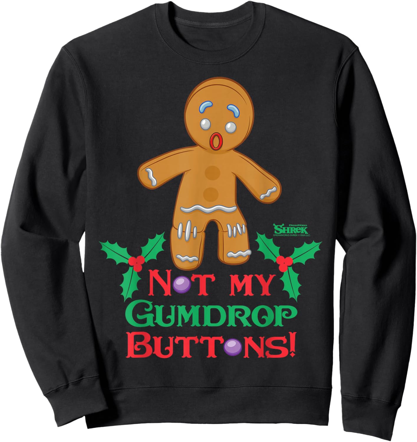 Shrek Gingy Not My Gumdrop Buttons Sweatshirt - Sweatshirt | Black
