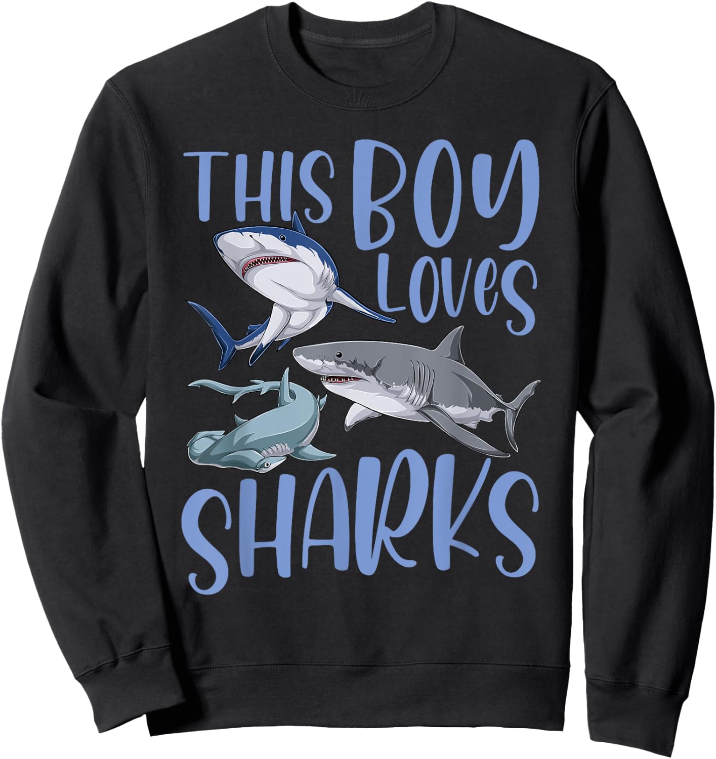 Shark Lover Kids This Boy Loves Sharks Sweatshirt - Sweatshirt | Black