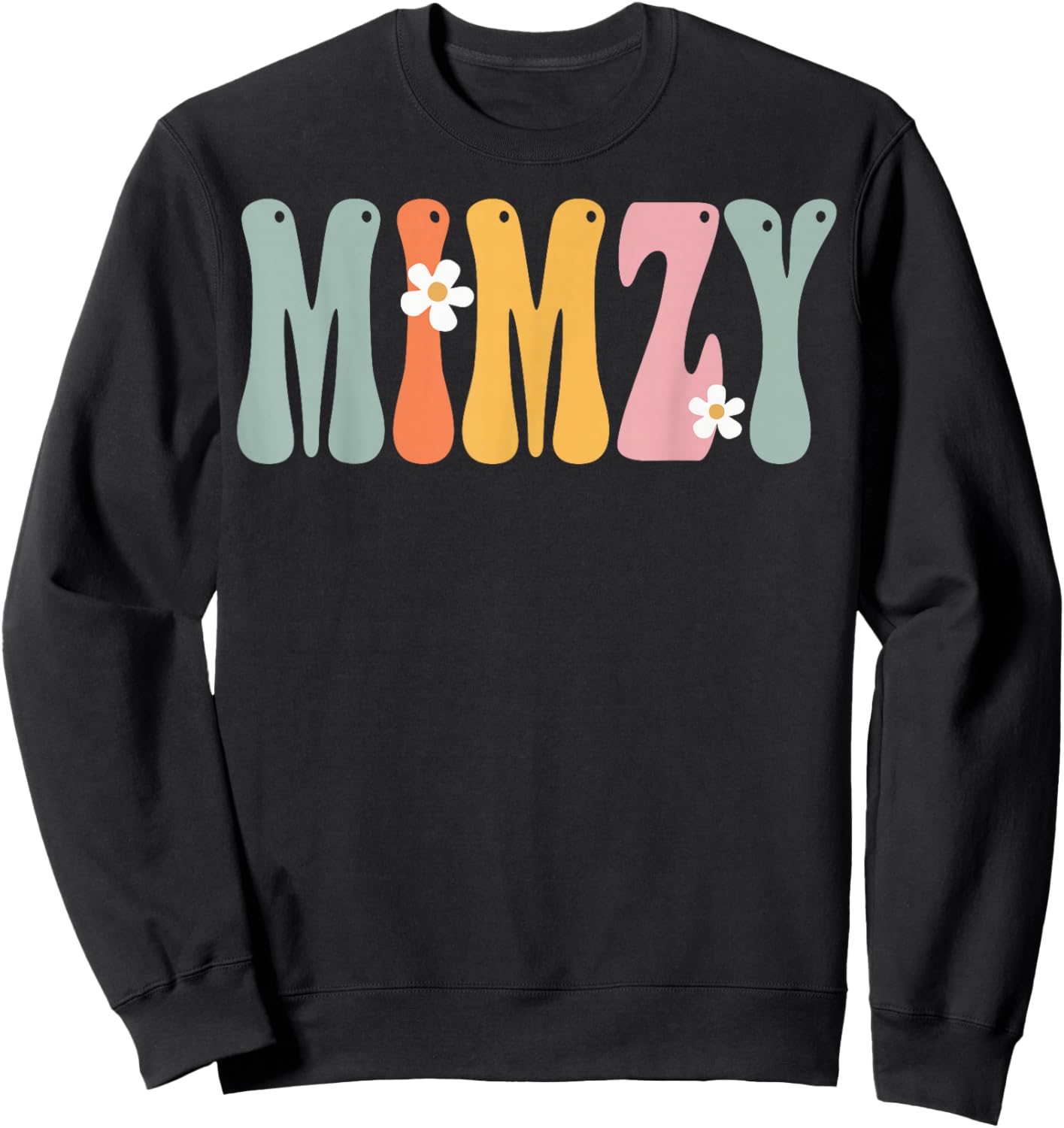 NorthPole Attire Retro Groovy Print Mom Cute Mother's Day Funny Grandma Sweatshirt - Sweatshirt | Black