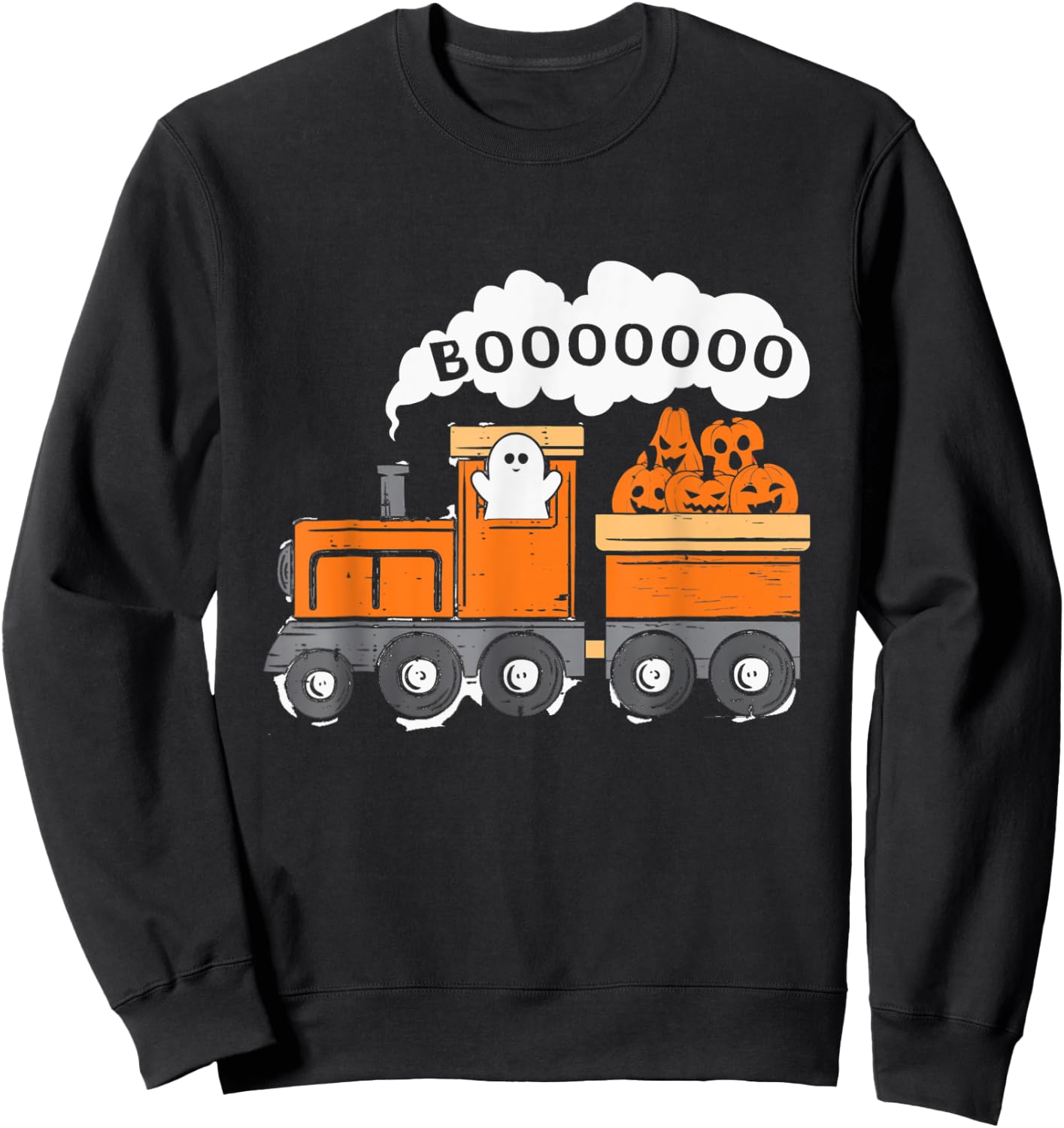 Halloween Train Boo Funny Ghost Pumpkin Toddler Kids Boys Sweatshirt - Sweatshirt | Black