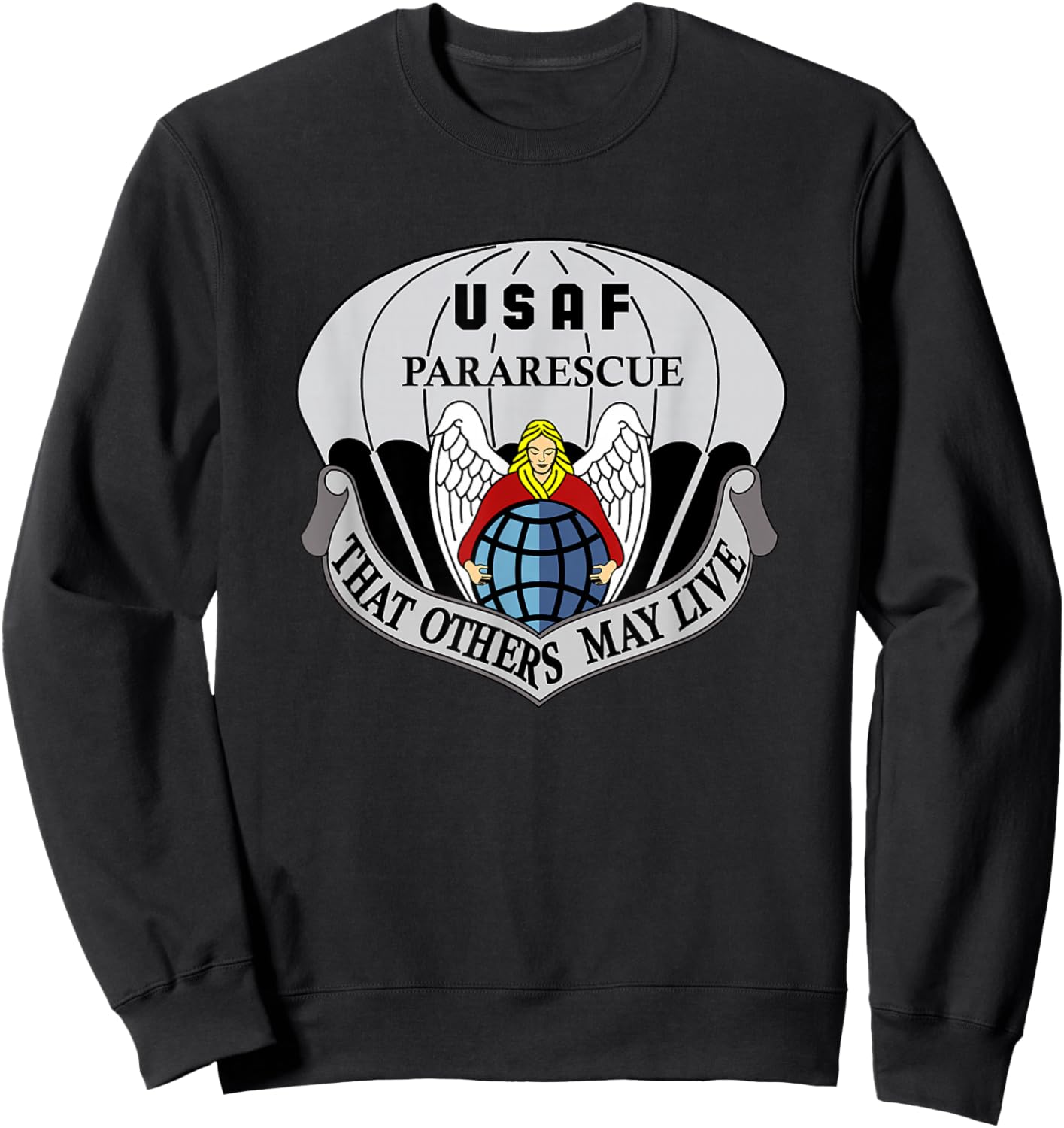 Air Force Pararescue Insignia PJ Military Veteran Patriotic Sweatshirt - Sweatshirt | Black