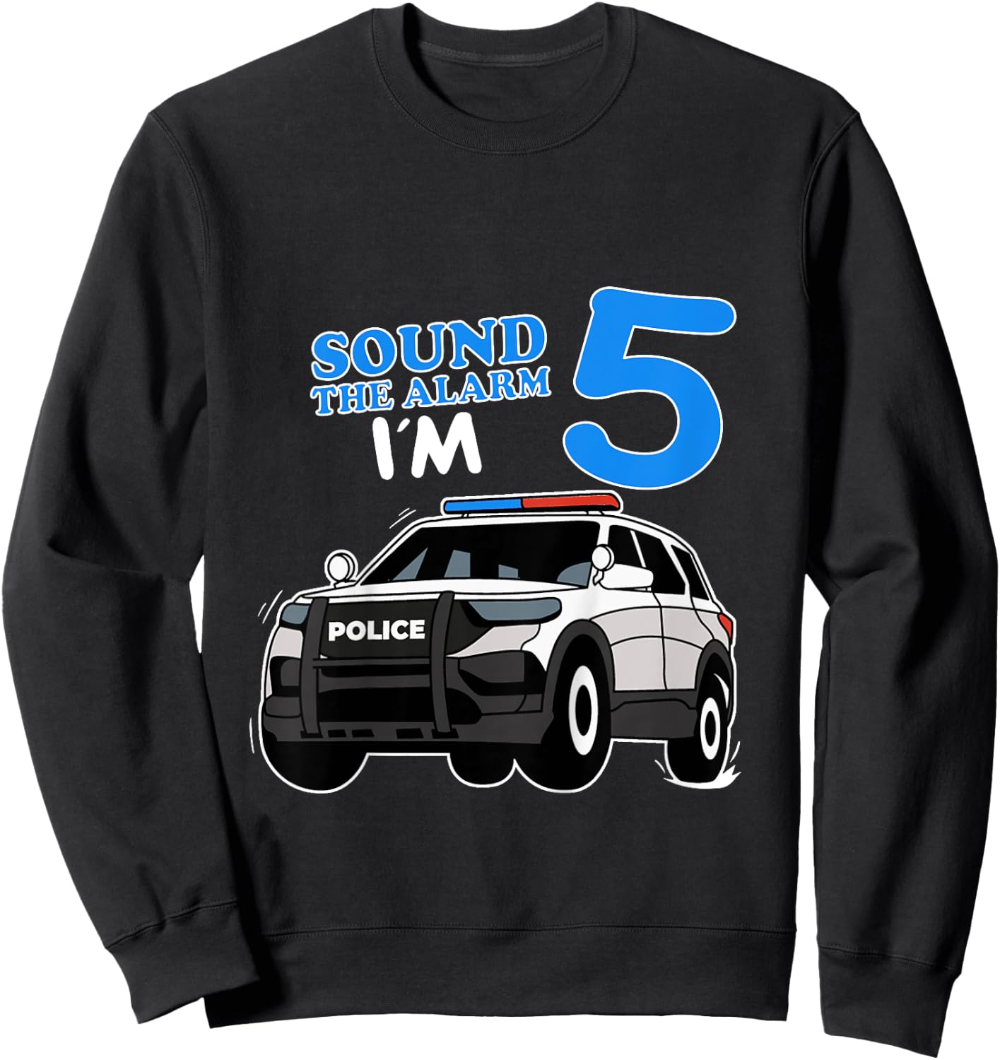 Police Car 5th Birthday Policeman Officer 5 Year Bday Police Sweatshirt - Sweatshirt | Black