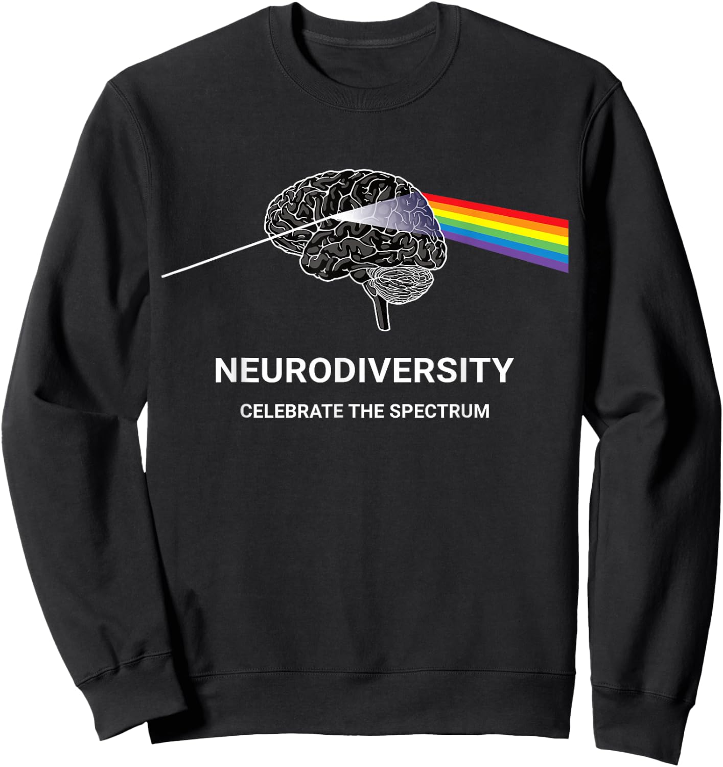 Neurodiversity Autism Spectrum ASD ADHD Rainbow Brain Sweatshirt - Sweatshirt | Black