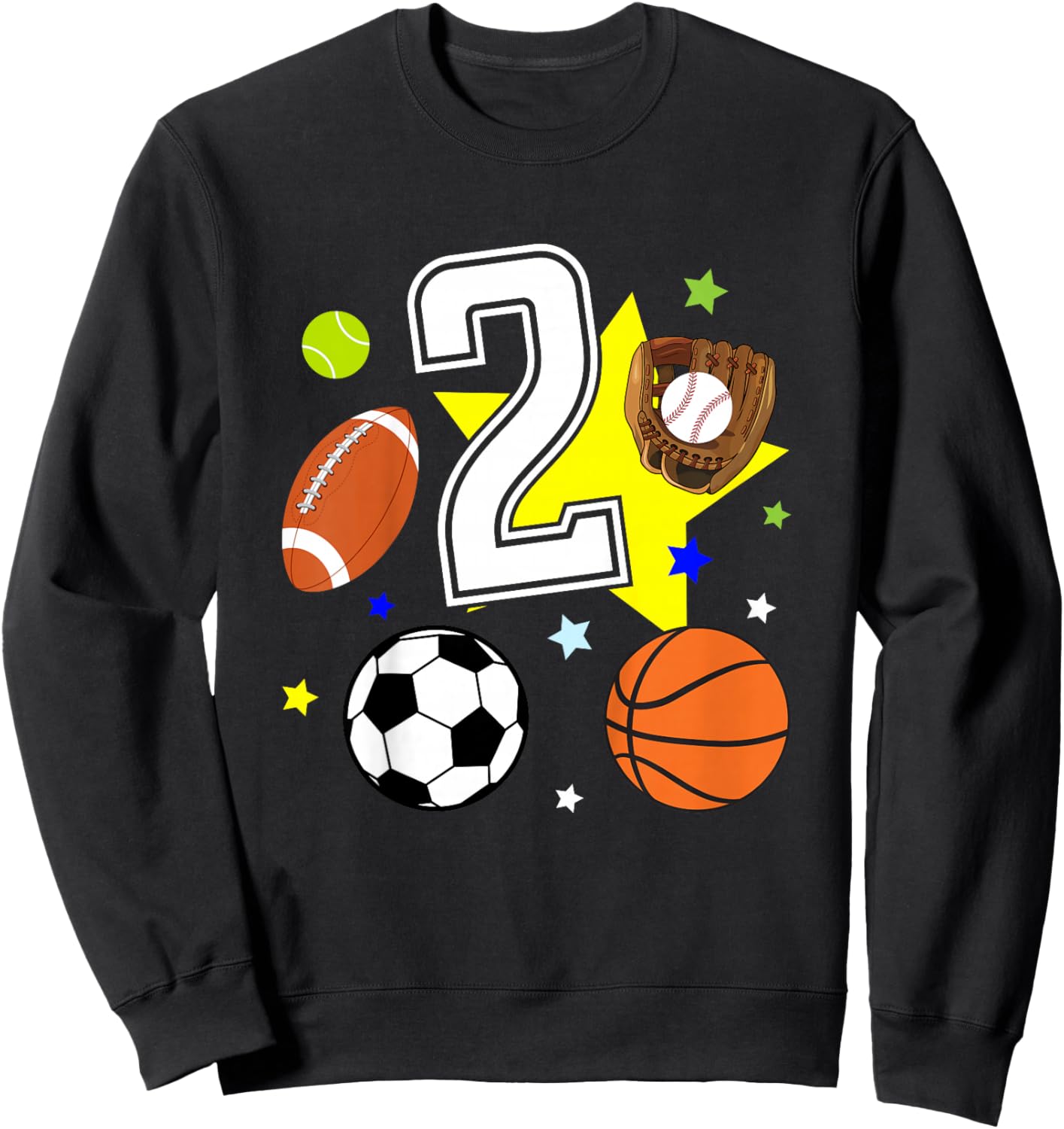 Kids 2nd Birthday Sports Birthday Theme 2 Year Old Boy Sweatshirt - Sweatshirt | Black