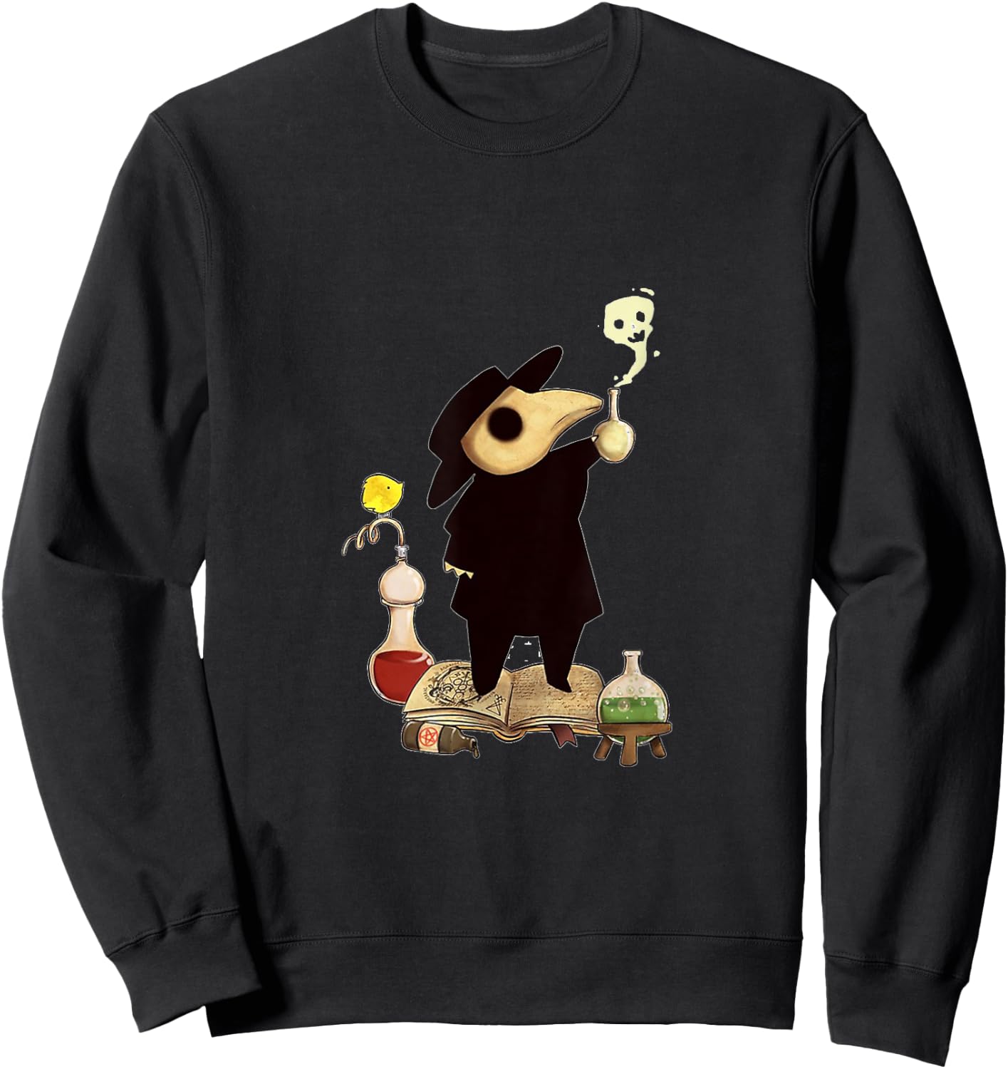 One Fantasy Designs Plague Doctor - Men's Classic Fit Black Cotton Short Sleeve - Small Sweatshirt - Sweatshirt | Black
