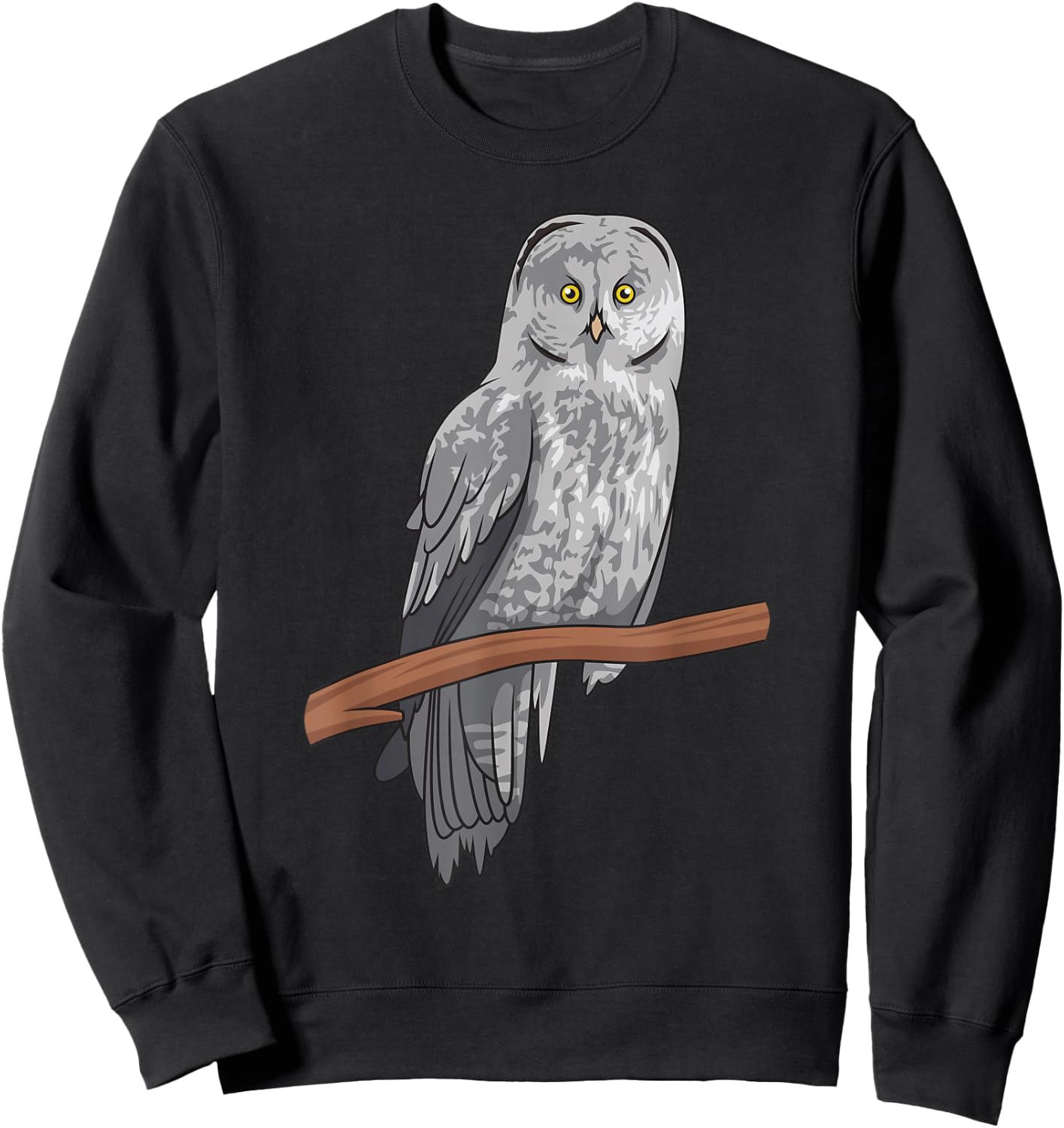 Great Gray Owl on a tree Cute Realistic OWL Sweatshirt - Sweatshirt | Black