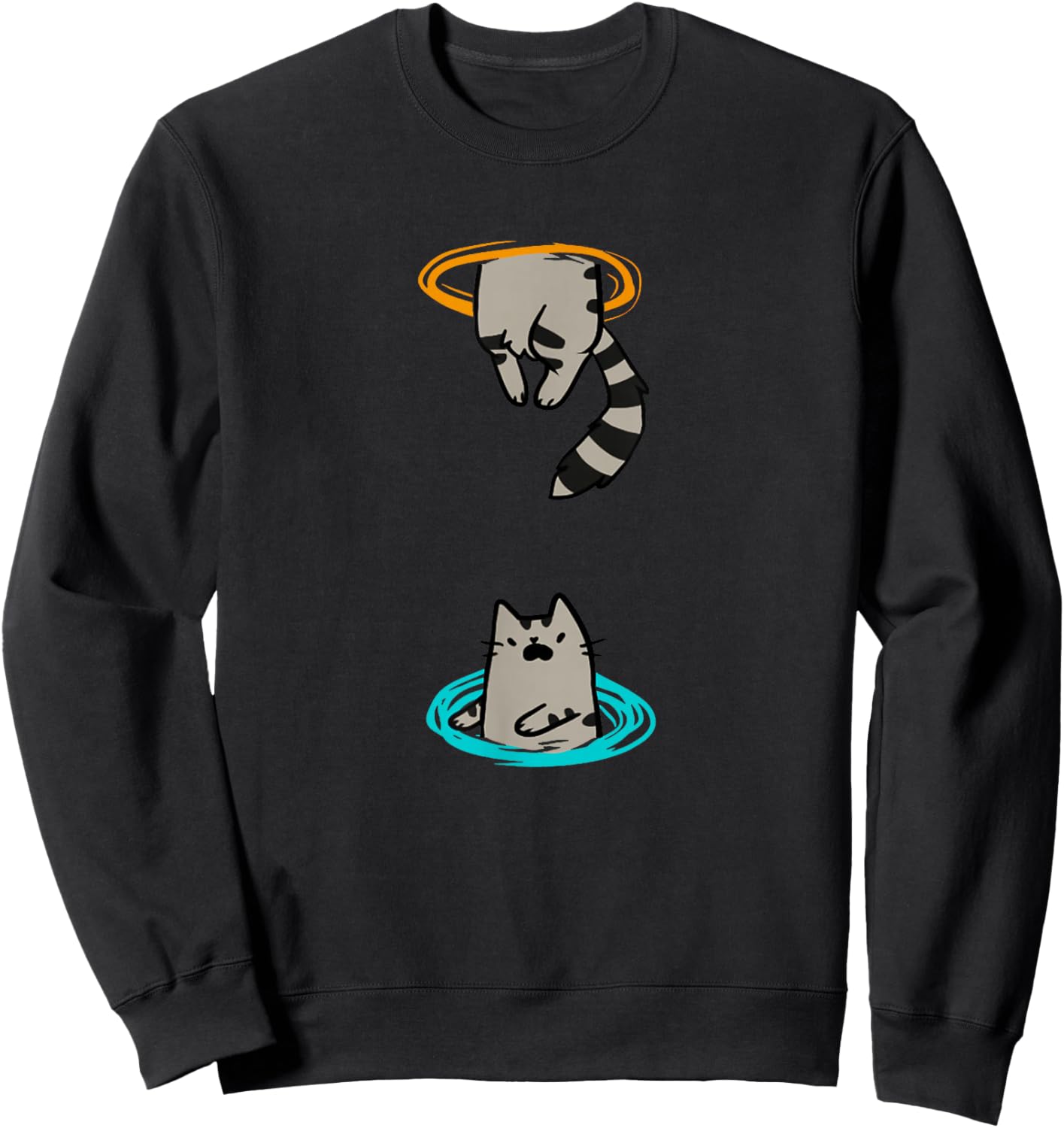 Portal Cat Funny Video Game Animal Sweatshirt - Sweatshirt | Black