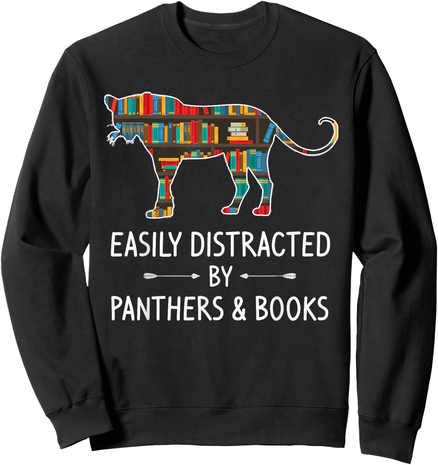Easily Distracted By Panthers & Books Lover Gift Jaguar Sweatshirt - Sweatshirt | Black