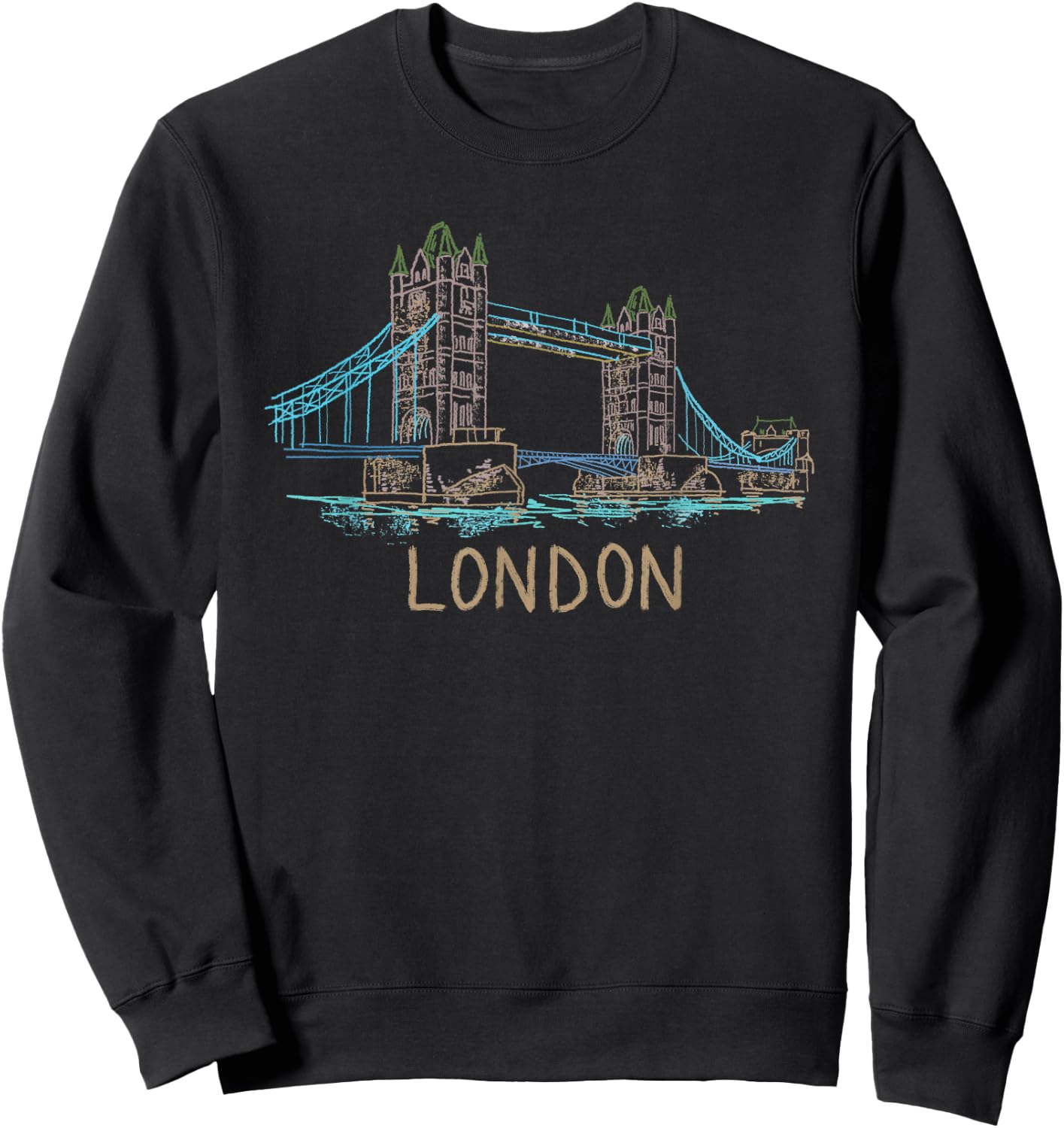 Tower Bridge London Unique Hand Drawn Art Sweatshirt - Sweatshirt | Black