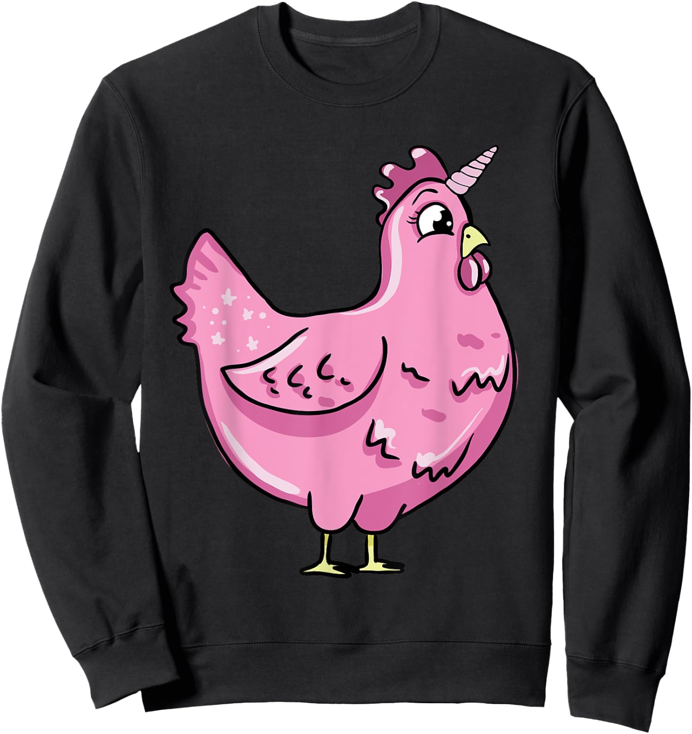 Funny Chicken Unicorn Illustration Farmer Poultry Love Sweatshirt - Sweatshirt | Black
