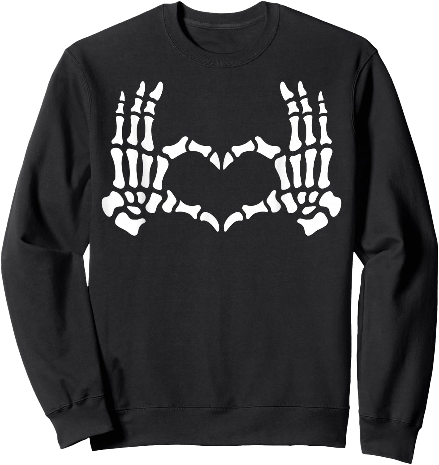 Skeleton Hands Heart Sign Retro Halloween Skeleton Hand Sign Sweatshirt - Sweatshirt | Black