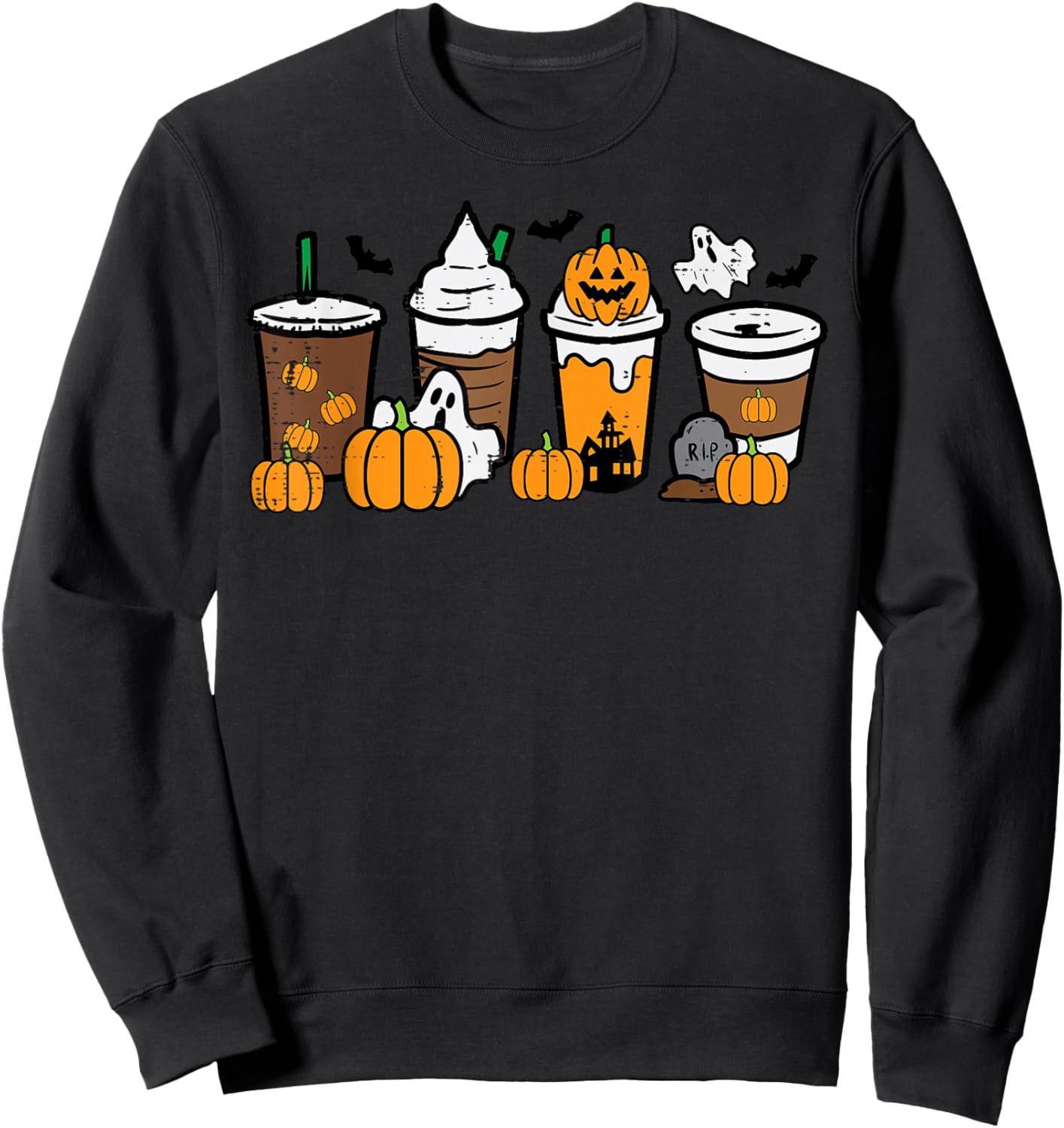 Halloween Coffee Pumpkin Spice Latte Costume Men Women Kids Sweatshirt - Sweatshirt | Black