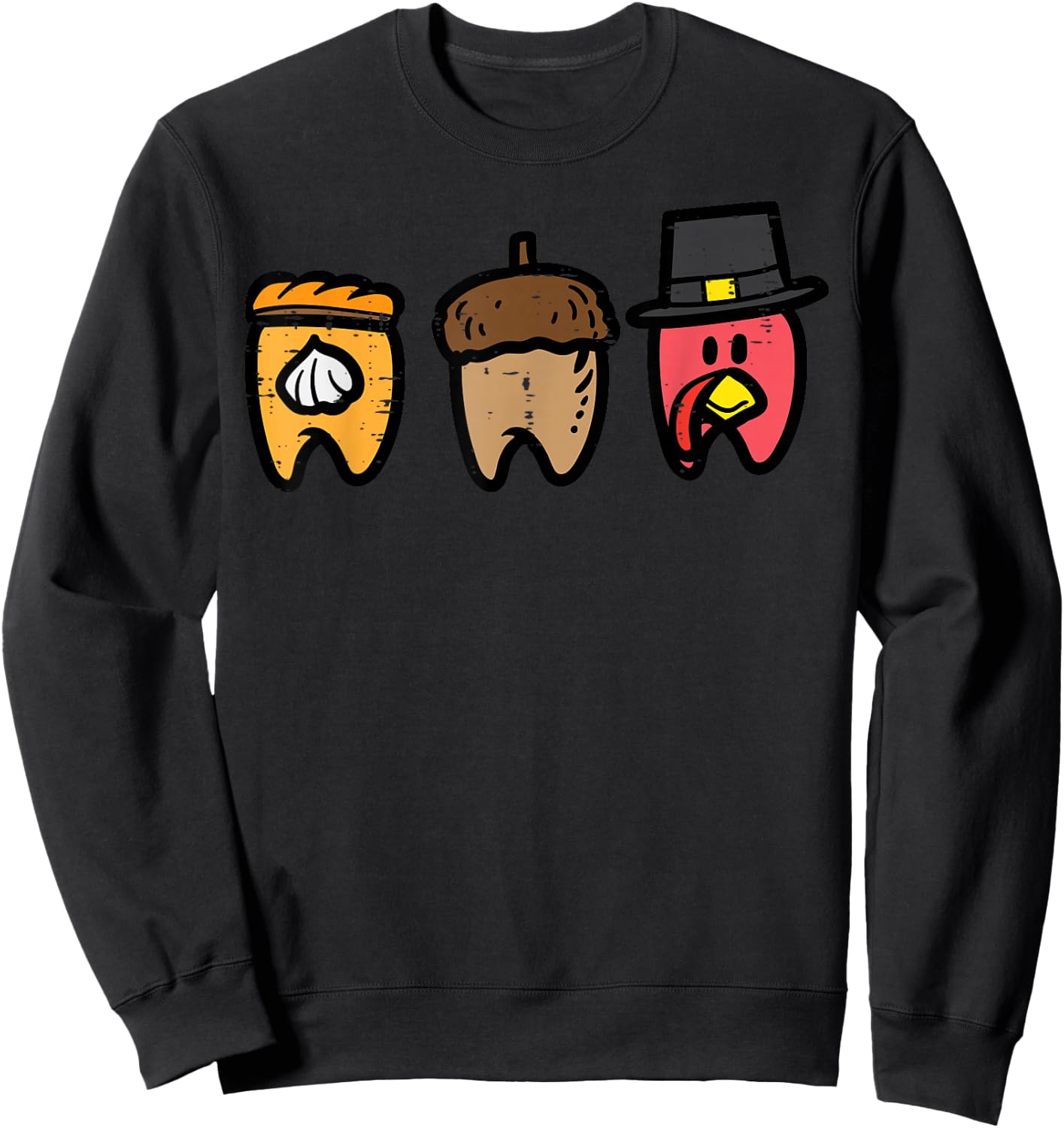 Thanksgiving Teeth Cute Fall Tooth Dental Squad Dentist Sweatshirt - Sweatshirt | Black