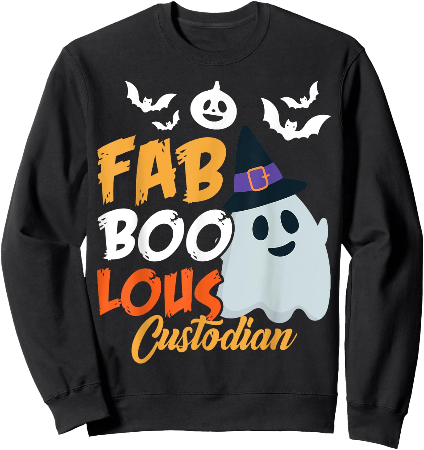 Faboolous Custodian Funny Scary Ghost Halloween Costume Sweatshirt - Sweatshirt | Black