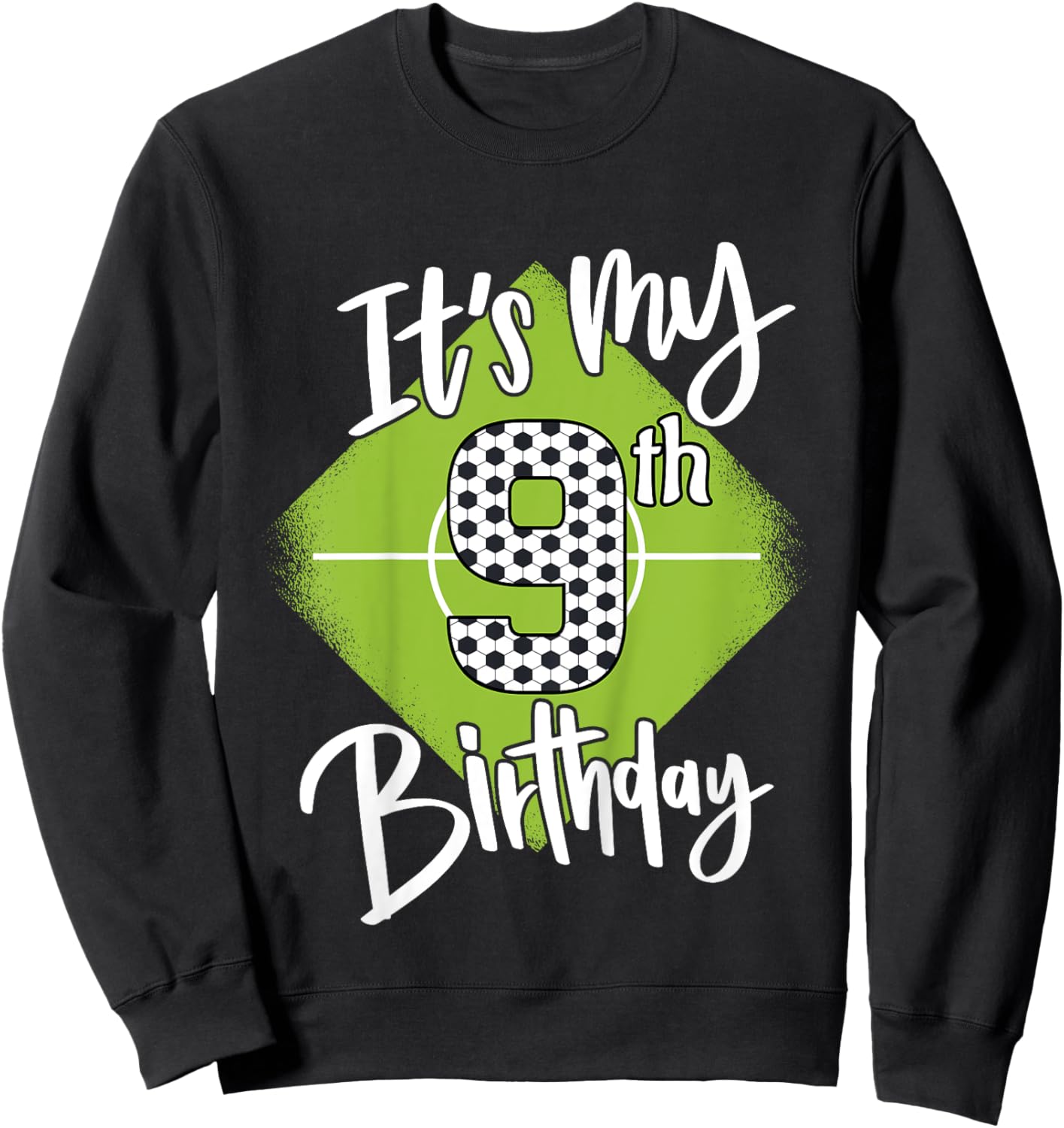 Kids Soccer Birthday 9 Years Boys Football It's My 9th Birthday Sweatshirt - Sweatshirt | Black