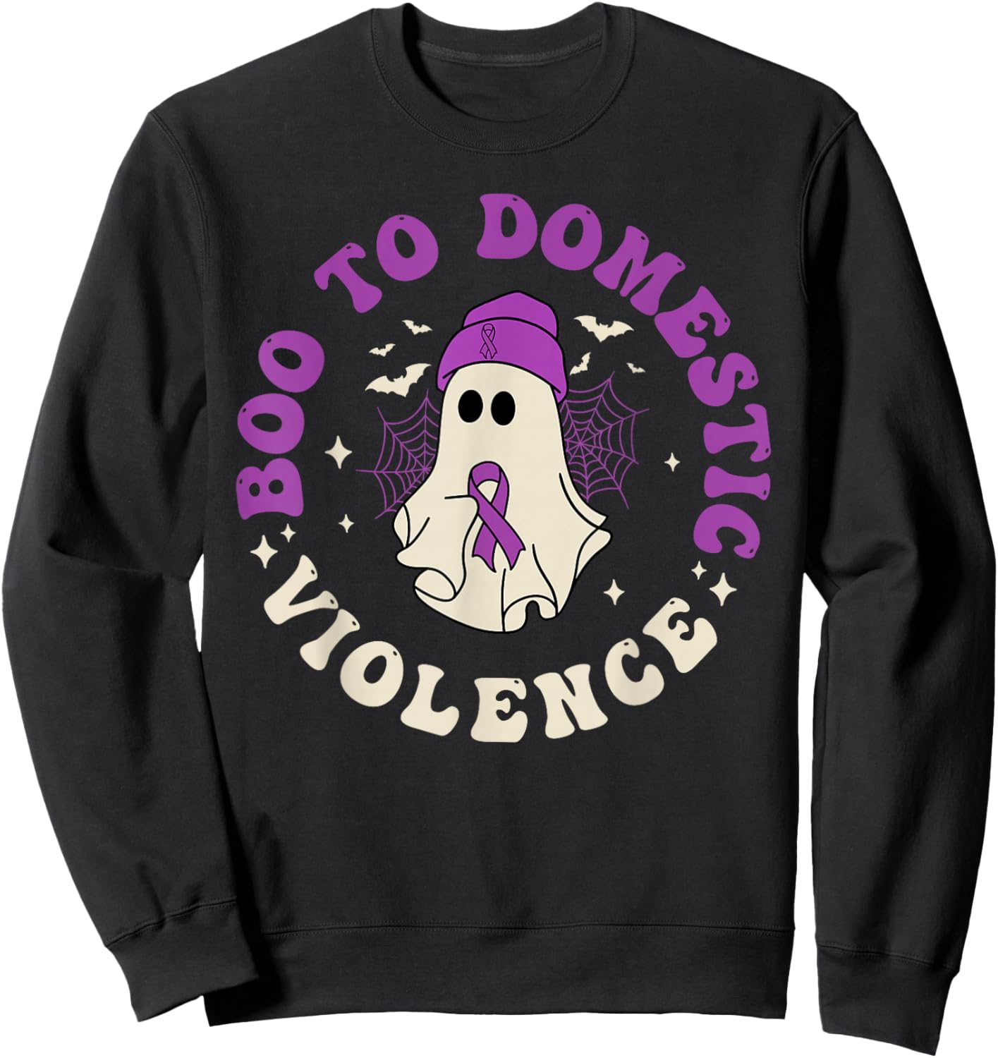 Boo To Domestic Violence Domestic Halloween Ghost Kids Boys Sweatshirt - Sweatshirt | Black