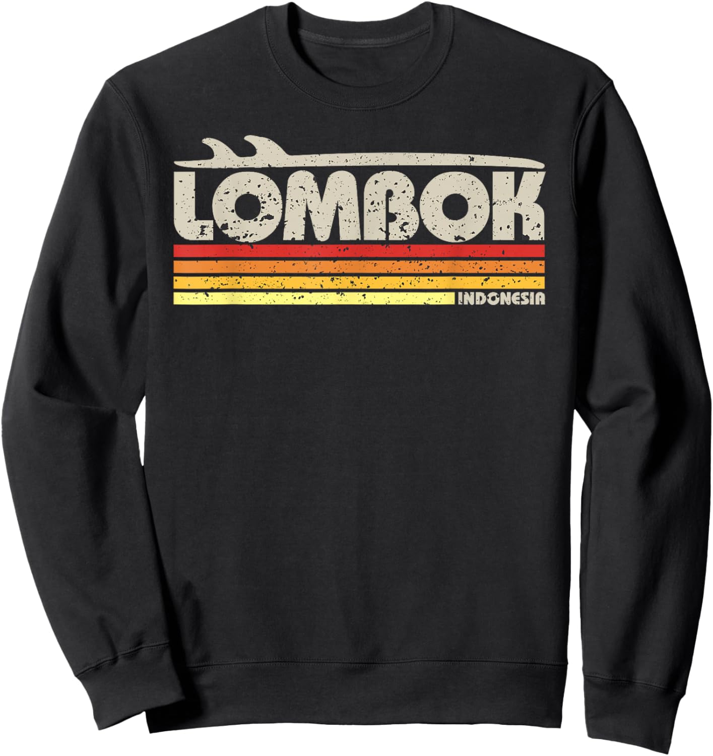 Lombok Indonesia - Retro Surf Paradise Sweatshirt - Sweatshirt | Black
